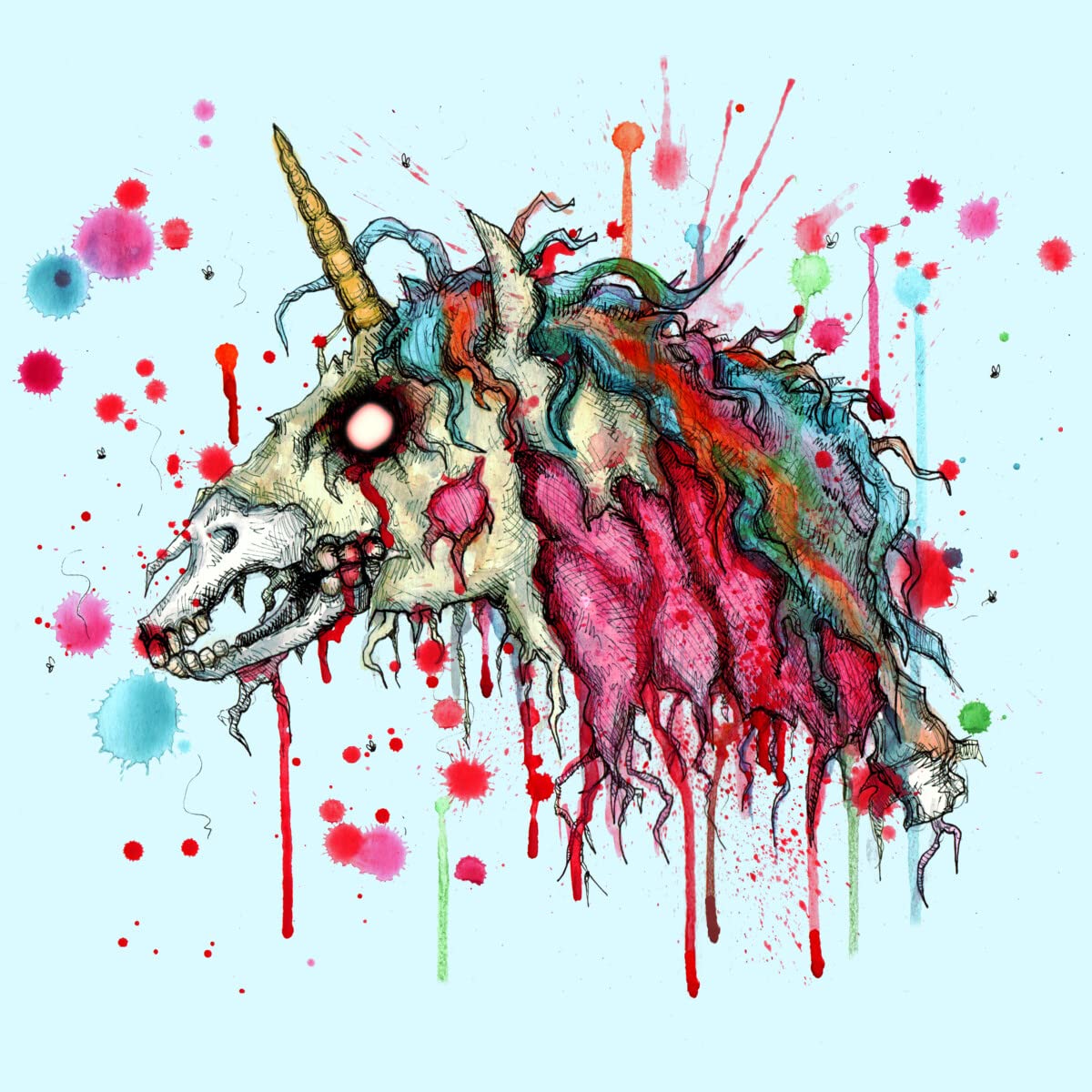 LVBArt Zombie Unicorn Graphic T-Shirt for Men | Cool Horror & Fantasy Design | Perfect for Halloween, Cosplay & Casual Wear