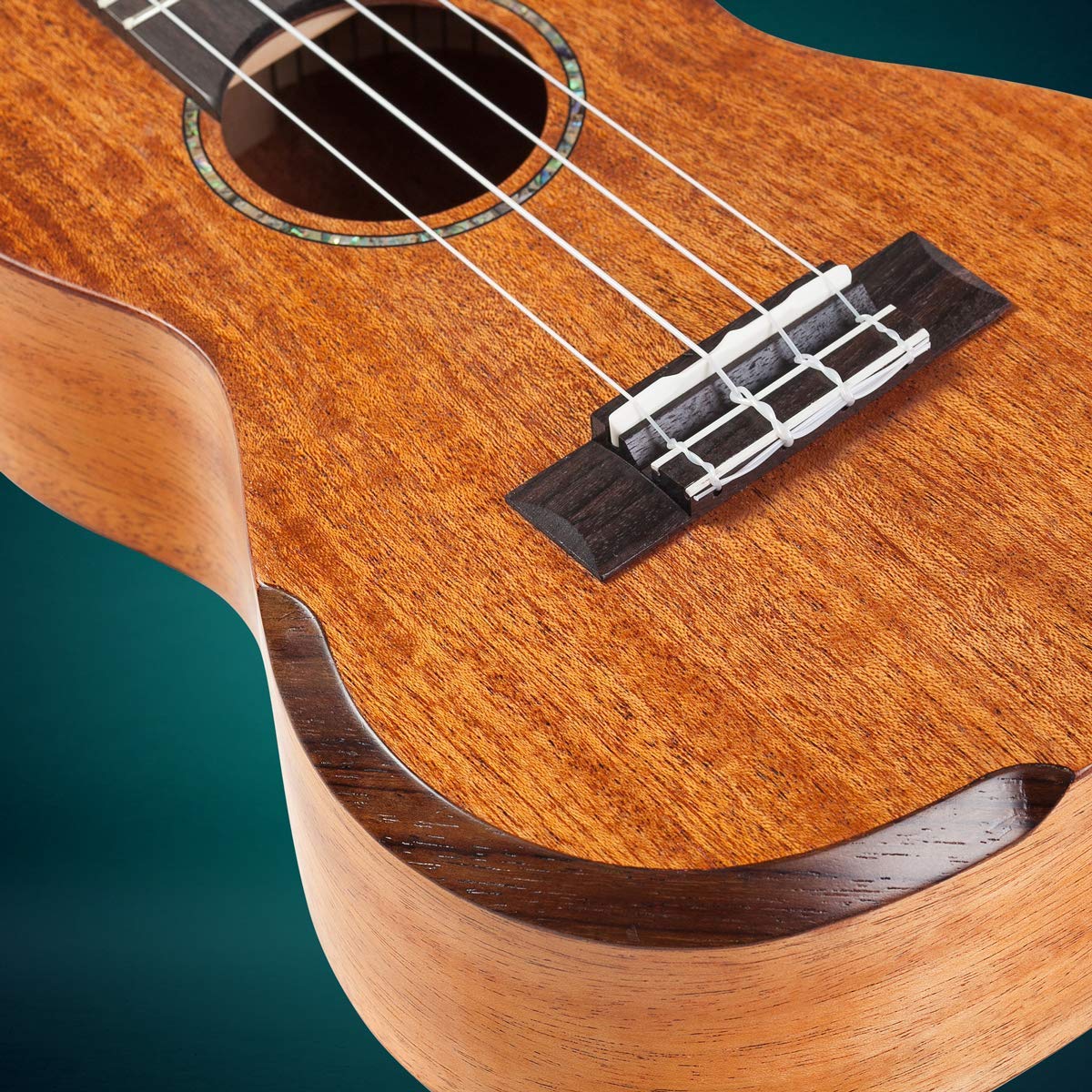Hola! Music Professional Concert Ukulele - 24 Inch Solid Mahogany Top with Aquila Nylgut Strings, Gig Bag, Strap & Picks Bundle | Perfect for Beginners, Performances & Travel | HM-424SMM+ Model