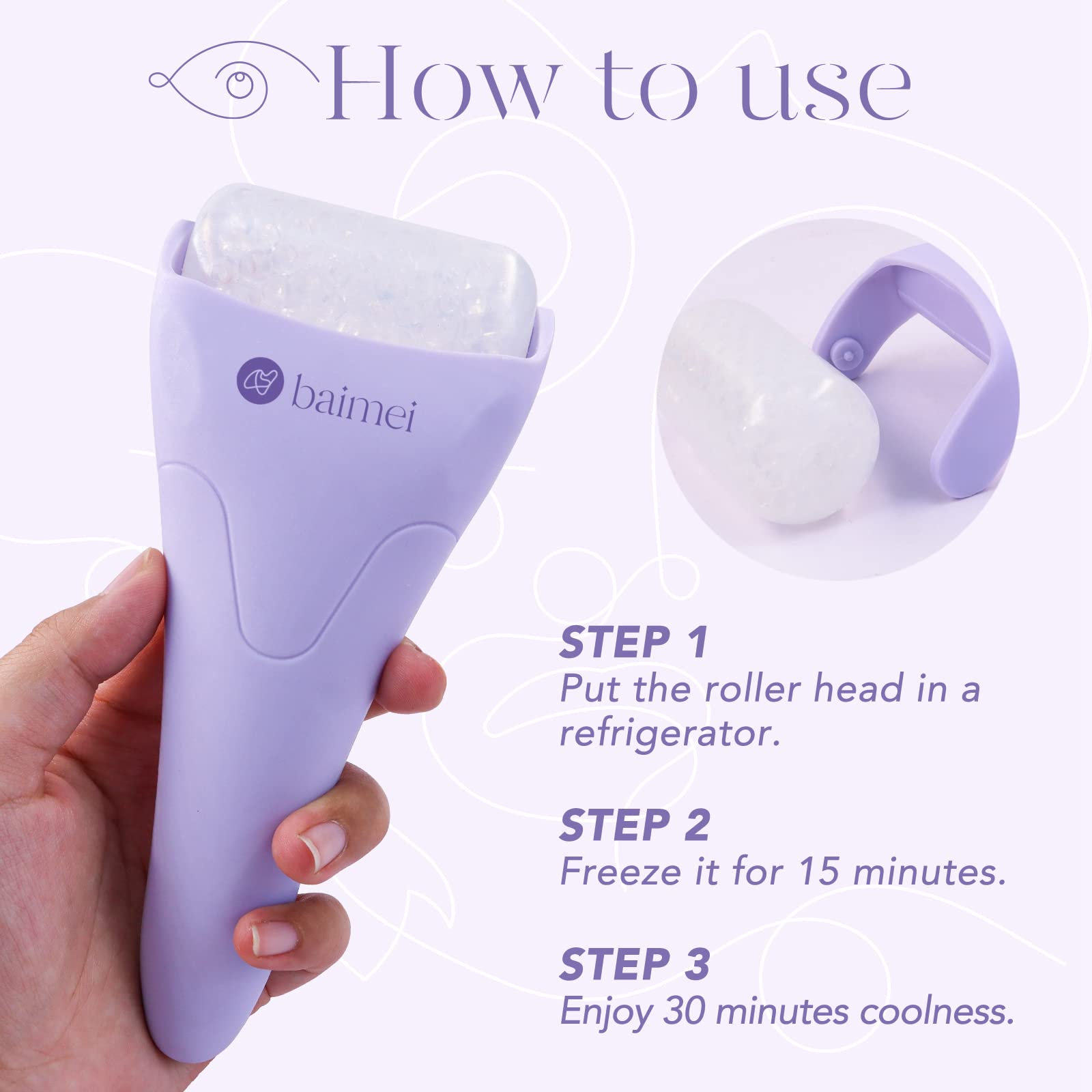 BAIMEI Ice Roller & Gua Sha Set - Cooling Facial Massage Tools for Puffiness Reduction, Migraine Relief & Skin Tightening | Perfect for Morning Routine, Post-Workout Recovery & Spa Night Self-Care