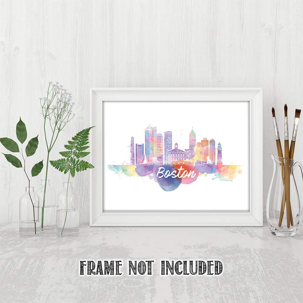 Boston Skyline Wall Art Print - Unframed 11x14 for Home & Office Decor