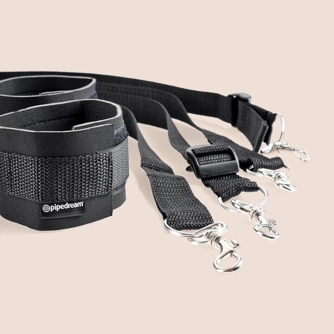 Adjustable Fetish Fantasy Cuff & Tether Set - 4 Piece Bondage Restraint Kit for Couples & BDSM Play
