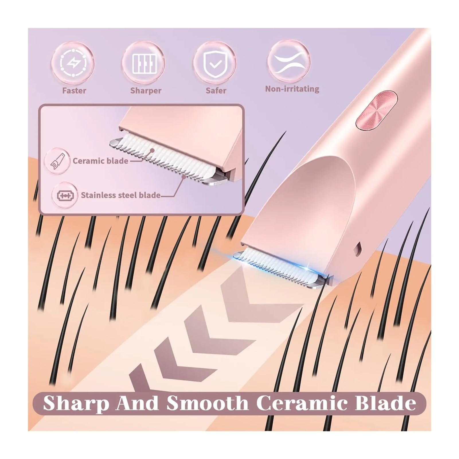 Women's Electric Shaver Dual Head - Waterproof Wet & Dry Bikini & Body Hair Trimmer - 2-in-1 Detachable Head Shaver for Smooth Skin - Perfect for Travel, Gym & Home Use