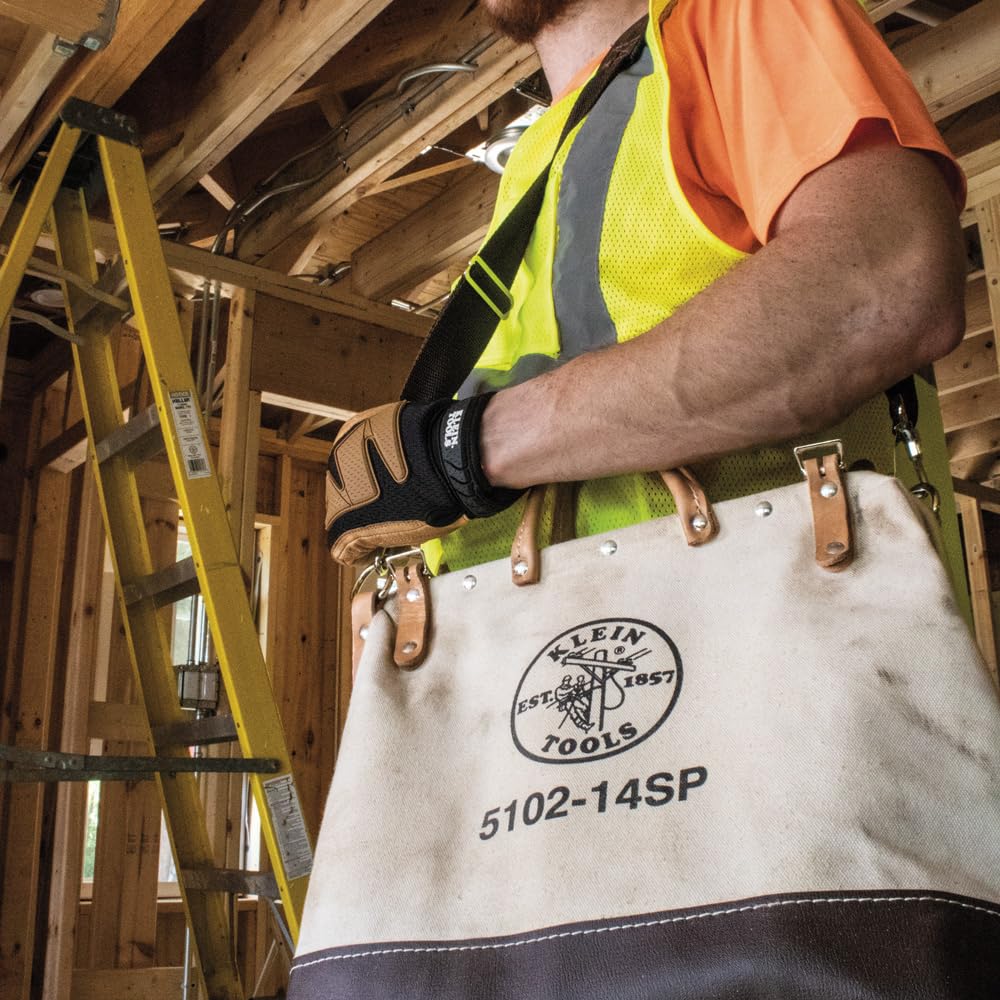 Klein Tools 5102-14SP 14-Inch Professional Tool Bag with 10 Interior Pockets & Detachable Shoulder Strap - Perfect for Electricians, Plumbers & DIY Hand Tool Organization