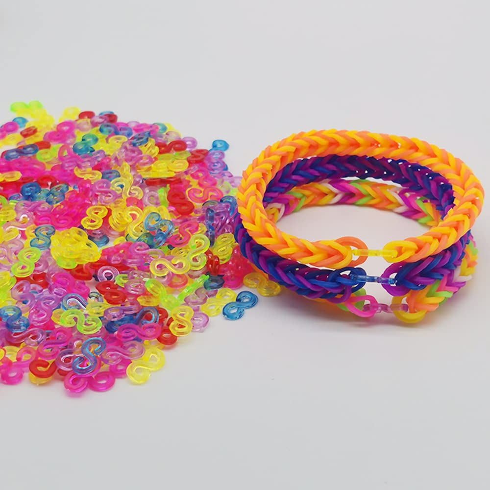 500 Pieces S Clips Loom Rubber Bands - Plastic Connectors Refills for DIY Bracelet Making, Loom Band Kit (Multicolor) - Perfect for Kids Crafts, Friendship Bracelets & Rainbow Loom Creations