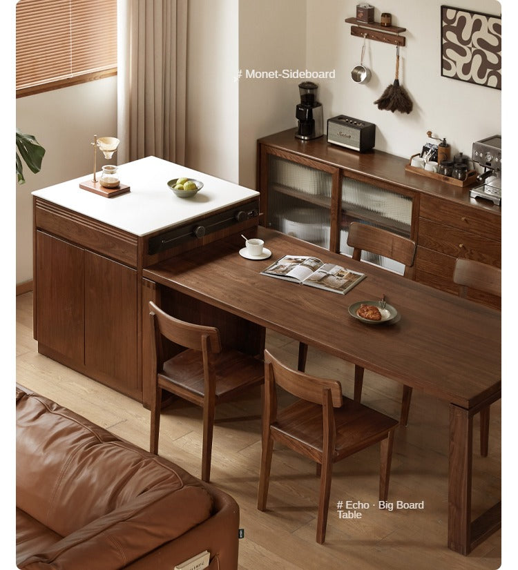 Luxury Black Walnut and Oak Solid Wood Sideboard - Elegant Kitchen Island Buffet for Dining Room & Home Decor