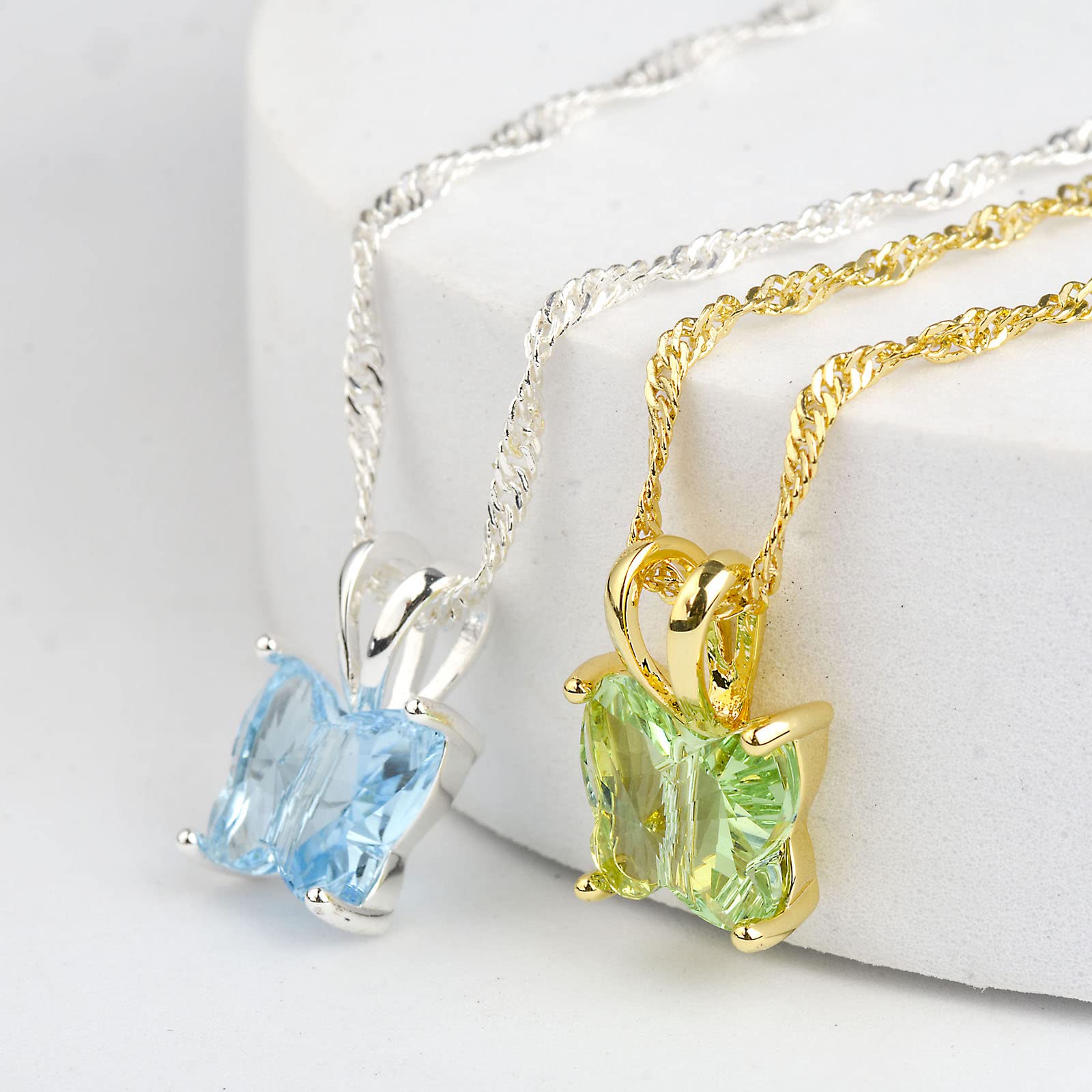 12 Month Birthstone Butterfly Necklace - Horoscope Crystal Choker with Premium Pendant Charm for Women & Girls (16+2 Inches) | Perfect Gift for Birthdays, Anniversaries & Special Occasions
