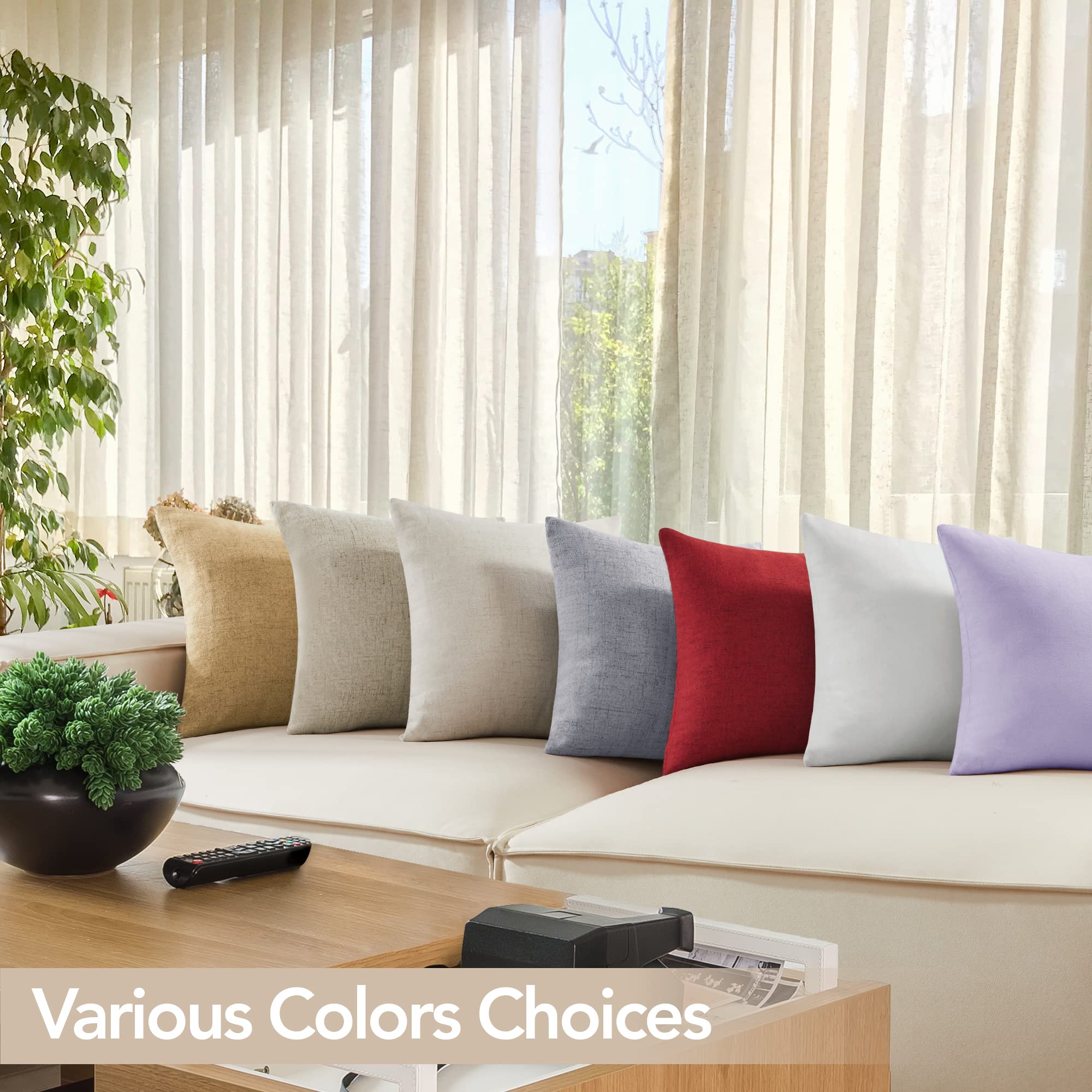 Deconovo 16x16 Inch White Pillow Covers Set of 4 - Soft Cushion Covers for Sofa, Chair, Bed & Travel - Greyish White Decorative Throw Pillow Cases (No Insert) - Perfect for Living Room, Bedroom & Home Decor