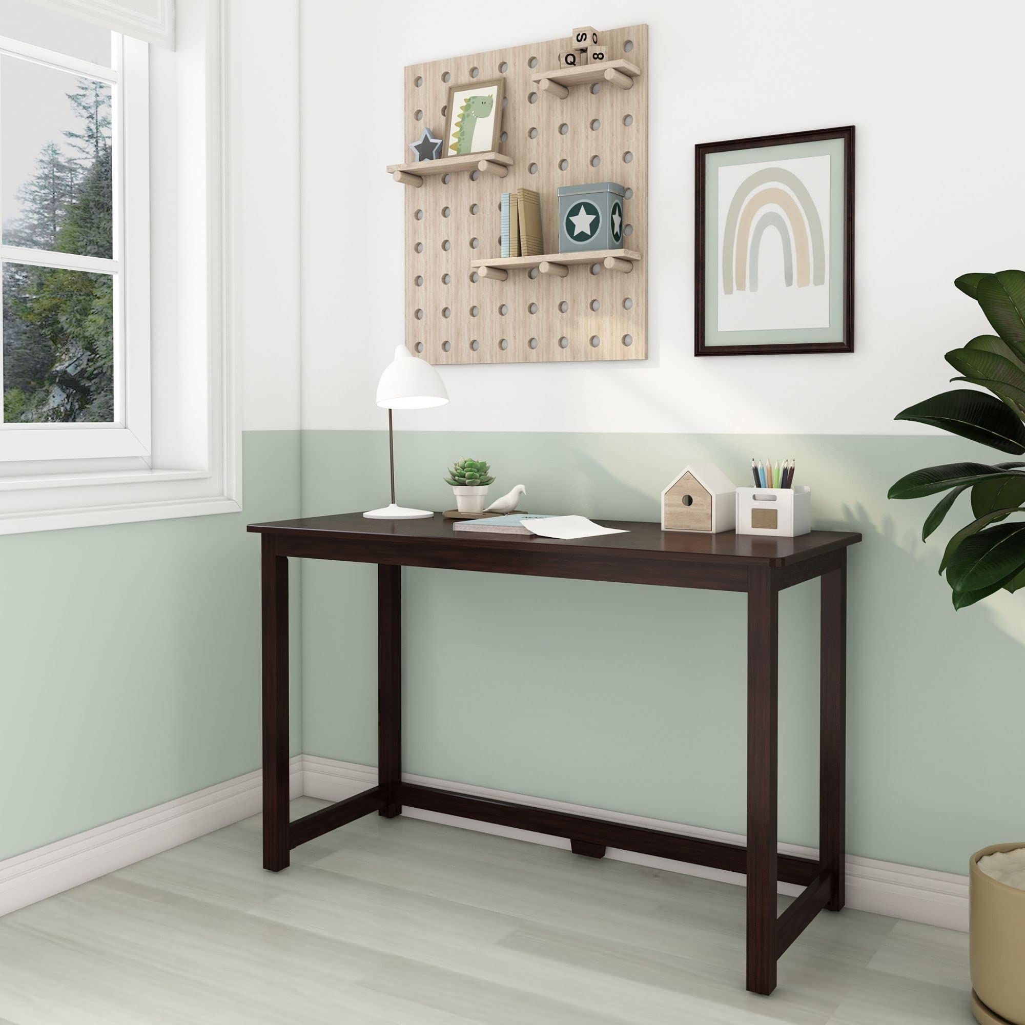 Max & Lily 47 Inch Solid Wood Desk in Espresso - Sturdy Study Desk for Home Office, Kids Room & Dormitory - Perfect for Remote Work, Online Classes & Homework