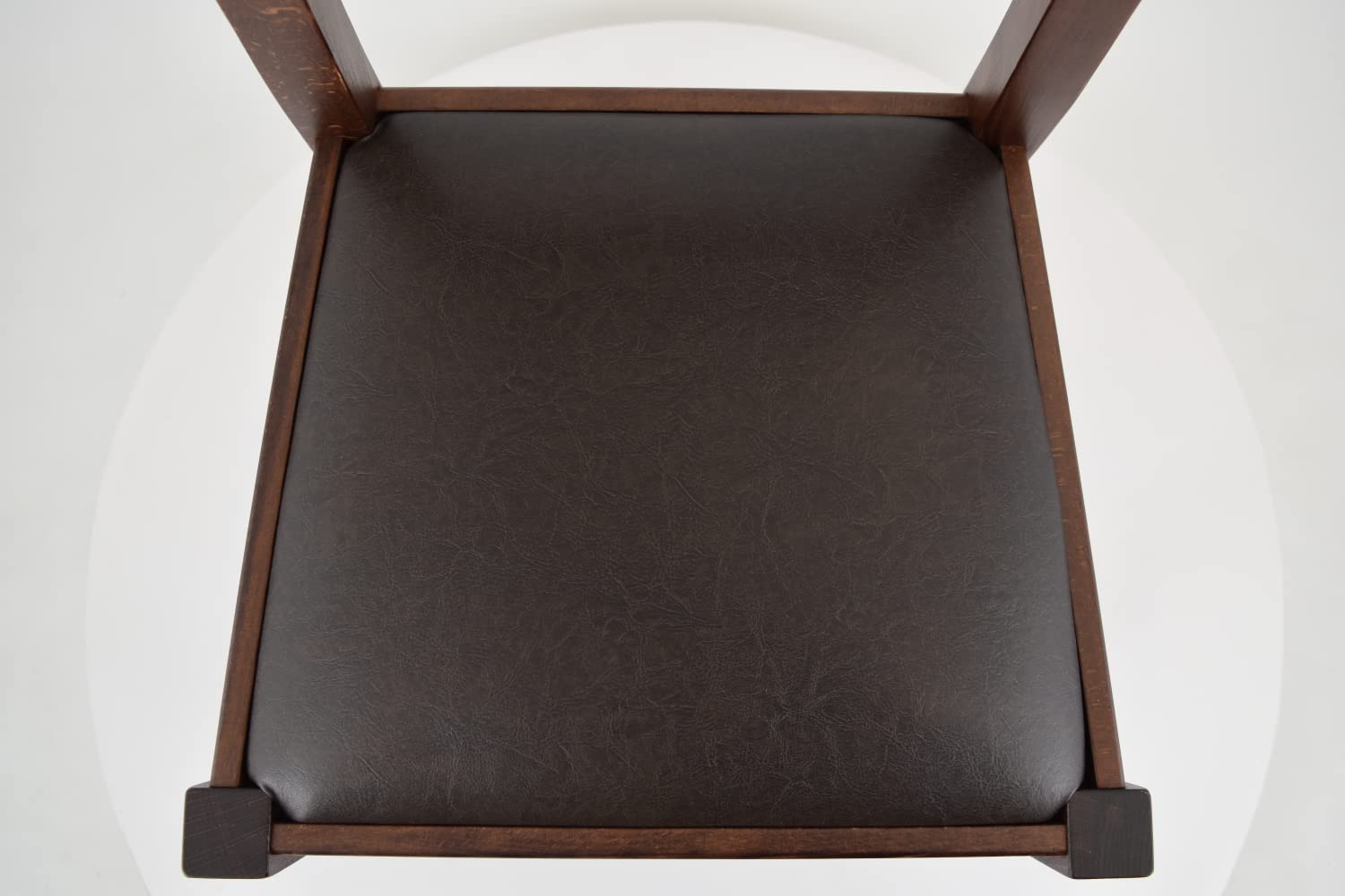 TommyChairs Rustic Dining Chair - Dark Walnut Solid Beech Wood Frame with Brown PU Leather Upholstered Seat for Kitchen & Dining Room - Perfect for Farmhouse, Cottage & Country Style Homes