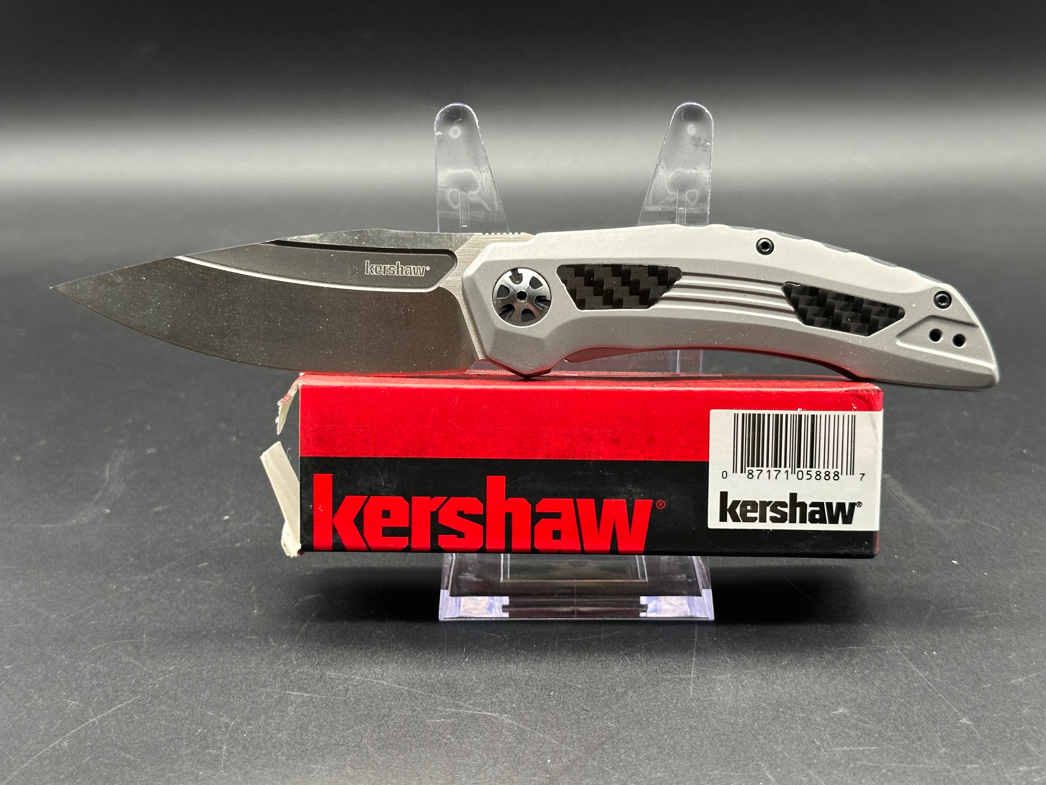 Kershaw Norad Frame Lock Flipper Knife - Stainless Steel with Carbon Fiber Handle, Plain D2 Blade - EDC, Outdoor, Camping & Survival Tool