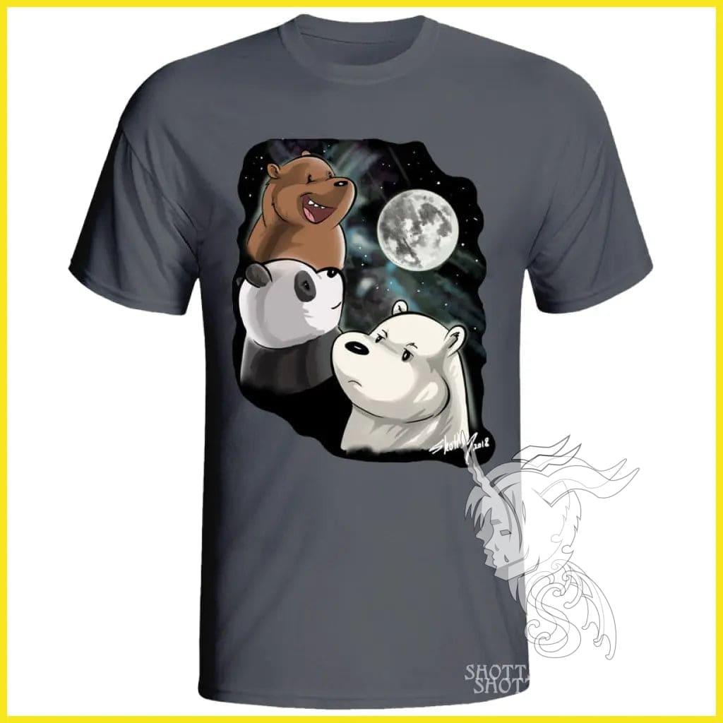 3 Bear Moon Graphic T-Shirt for Men & Women - Soft Cotton Casual Tee for Outdoor Adventures & Everyday Wear