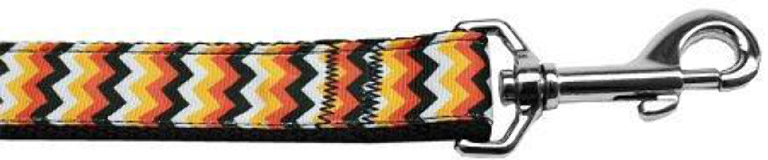 Halloween Pet Dog & Cat Nylon Collar & Leash Set - Pumpkin Chevron Pattern, Adjustable Size for Small to Large Pets - Perfect for Trick-or-Treating & Costume Parties
