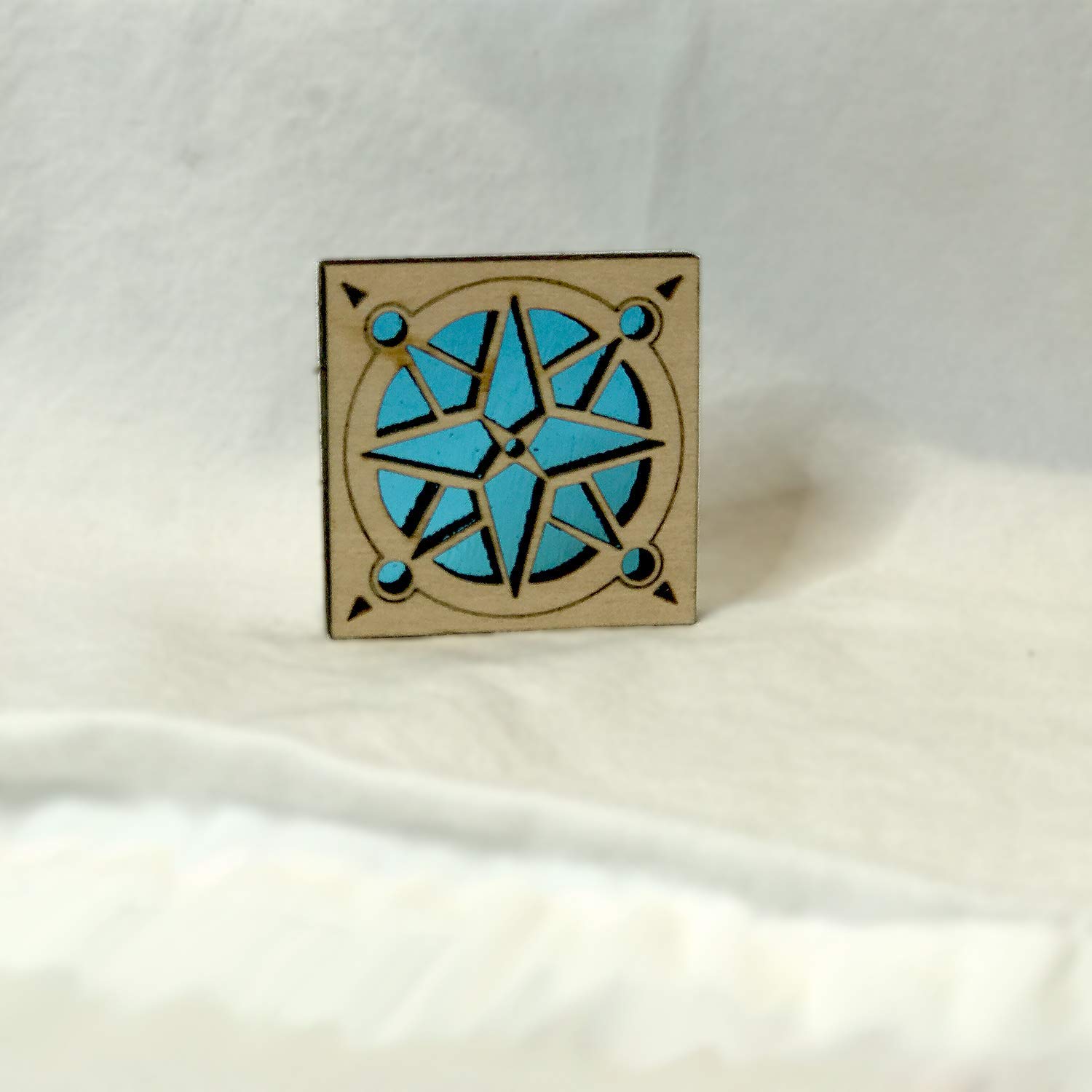 Handcrafted Compass Rose Wood & Glass Art Decor - Elegant Desk, Coffee Table, or Window Sill Display - Perfect for Home Office, Living Room & Gift Giving