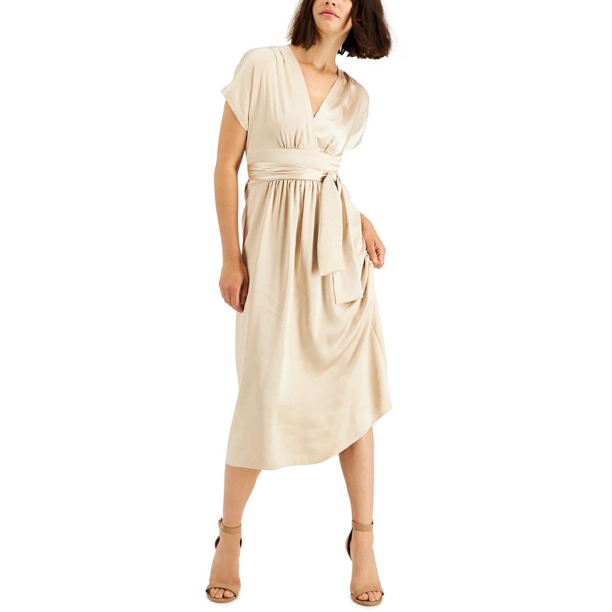 Anne Klein Women's Satin Midi Fit & Flare Dress - Elegant Cocktail & Party Wear for Weddings, Dinners & Special Occasions