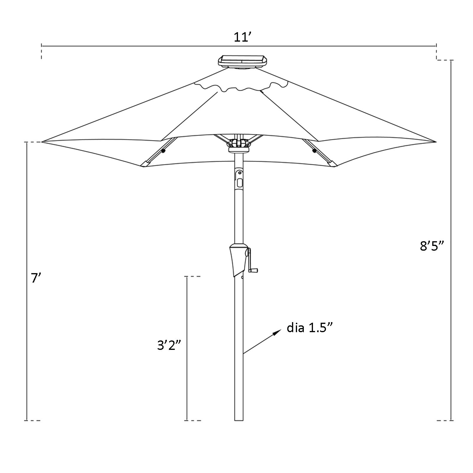 C-Hopetree 11 ft Outdoor Patio Market Table Umbrella with Solar LED Lights & Tilt - Perfect for Backyard, Garden, Poolside, and Beach Dining