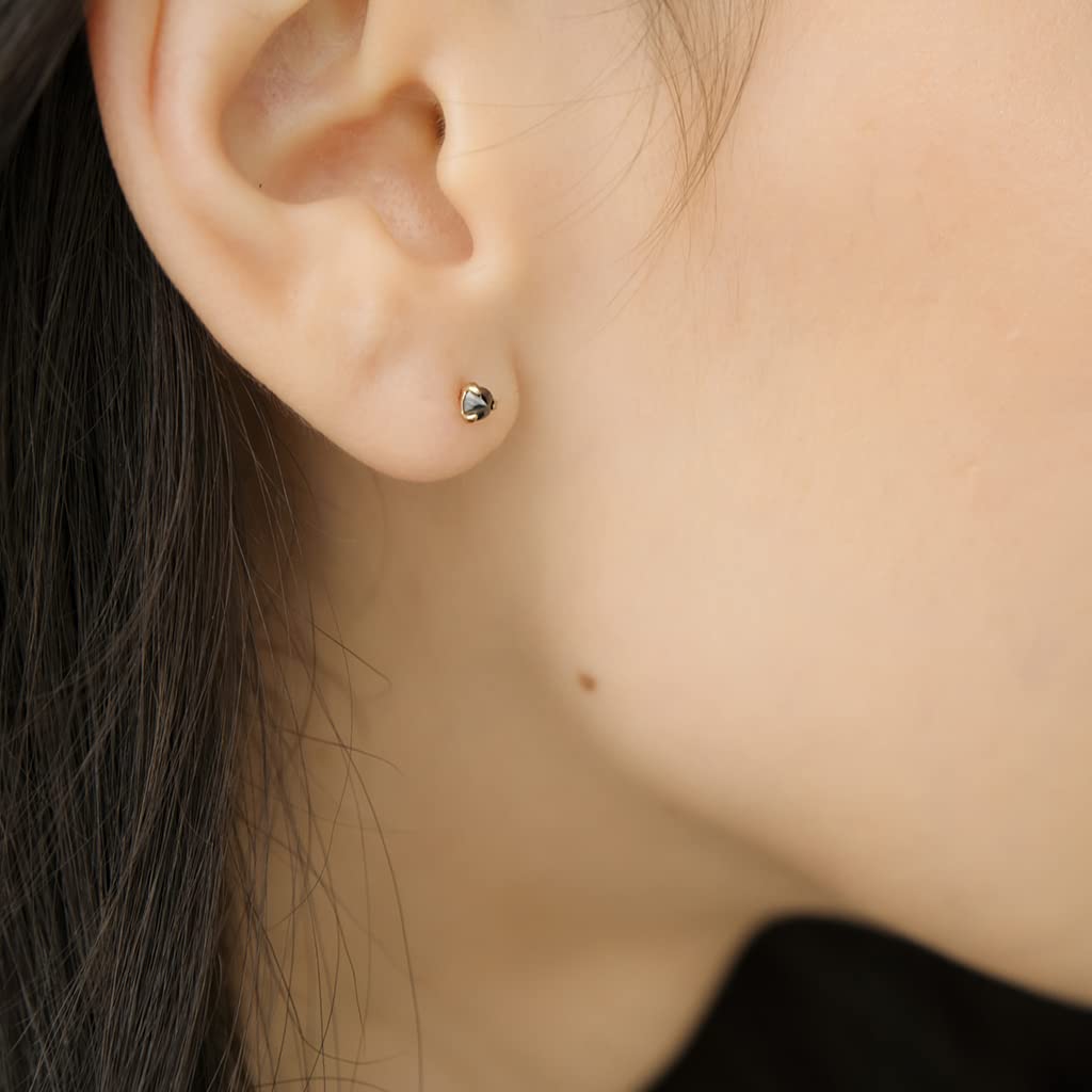 HONEYCAT Tiny Iron Ore Point Solitaire Stud Earrings | Minimalist & Delicate Jewelry for Women | Perfect for Everyday Wear, Office & Special Occasions