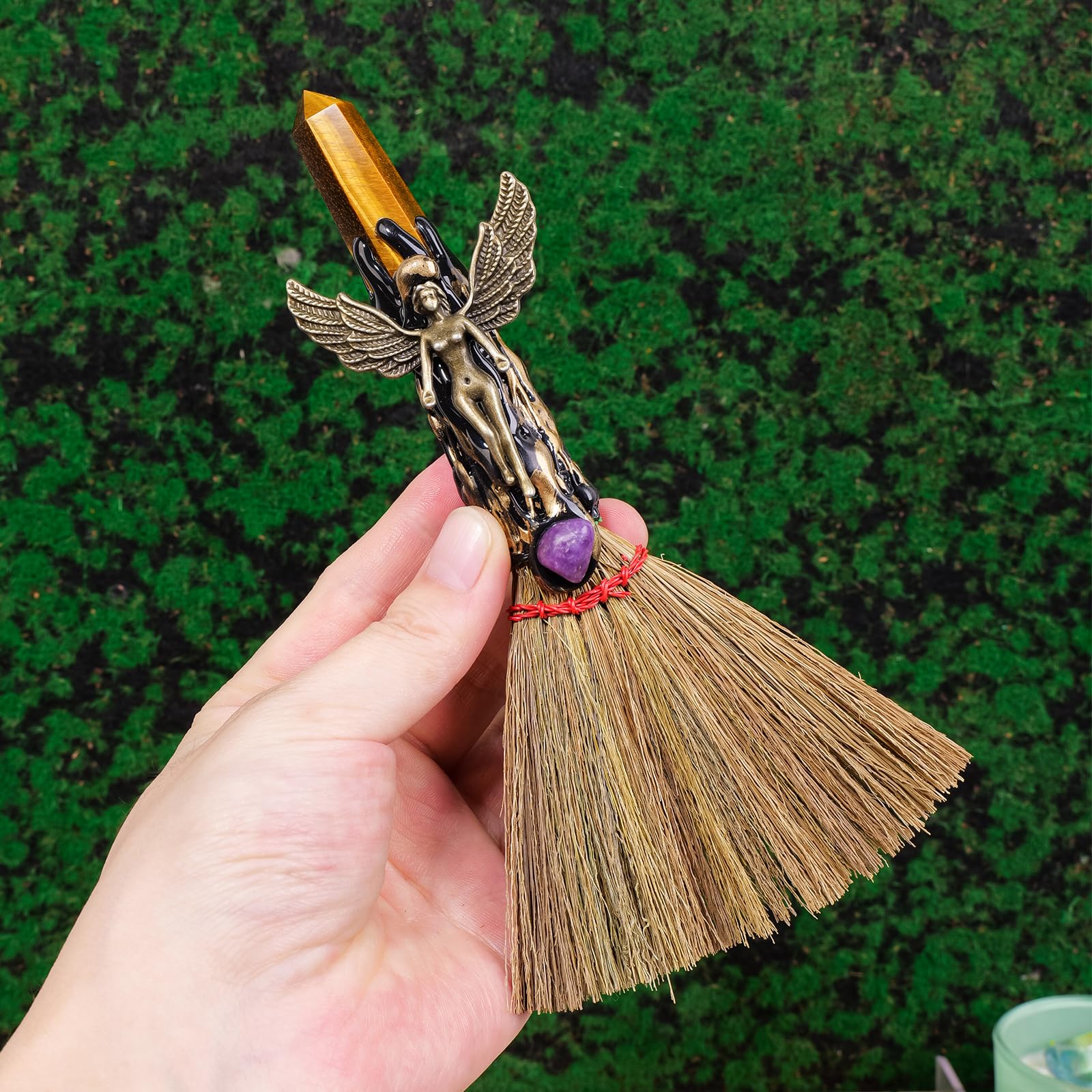 Natural Tiger Eye Crystal Broom - 7.08