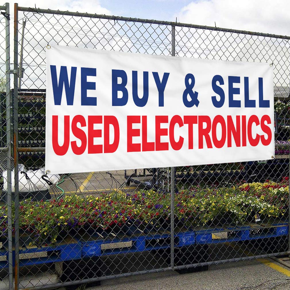 Premium Vinyl Banner - Multiple Sizes (60x144 Inches) | Weatherproof, Durable Outdoor Business Sign with 10 Grommets | Ideal for Yard Sales, Electronics Stores & Industrial Use | Available in Blue & Red
