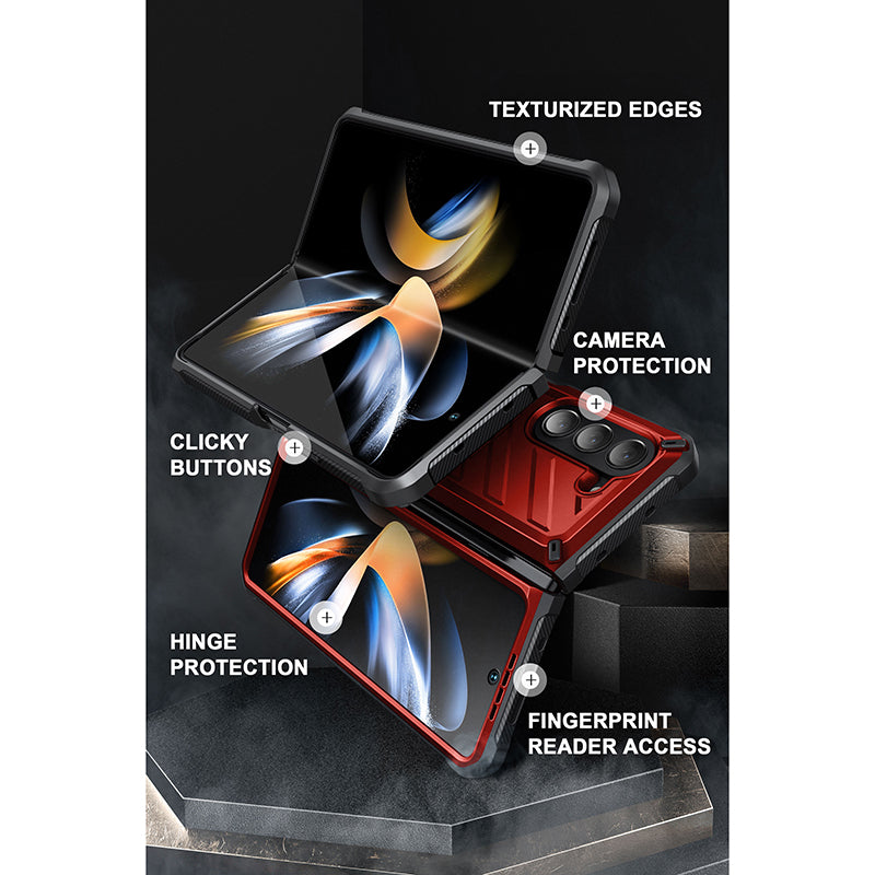 Samsung Galaxy Z Fold 5 Case with Kickstand & Screen Protector - Unicorn Beetle Pro Series, Shockproof Metallic Red | Perfect for Work, Travel & Everyday Protection