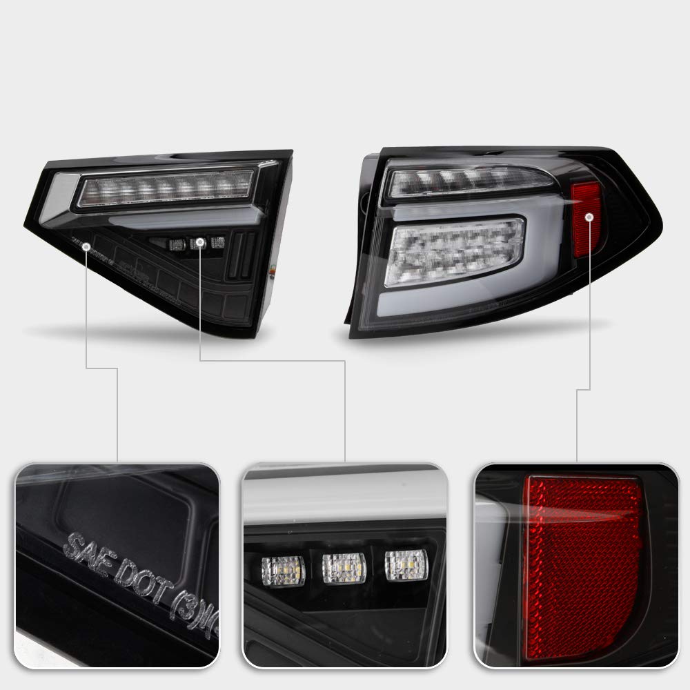 ACANII LED Tail Lights for 2008-2014 Subaru Impreza WRX Hatchback - Black Housing Sequential Turn Signal Lights Assembly Set | Enhanced Visibility & Style Upgrade for Night Driving