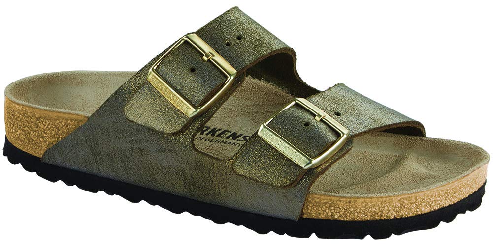 Birkenstock Arizona Women's Sandals - Metallic Stone Gold Size 36 | Comfortable Cork Footbed Slides for Casual Wear, Beach & Summer Outfits
