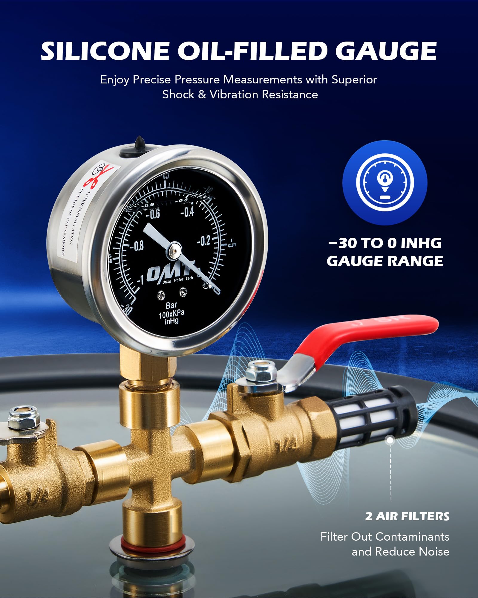 Orion Motor Tech 1.5 Gallon Vacuum Chamber Kit with 3.5 CFM Pump, Tempered Glass Lid & 5ft Hose - Professional Vacuum Degassing System for Wood Stabilization, Silicone Resin Casting, Epoxy Bubbles Removal - Ideal for DIY Crafts, Jewelry Making & Industrial Applications