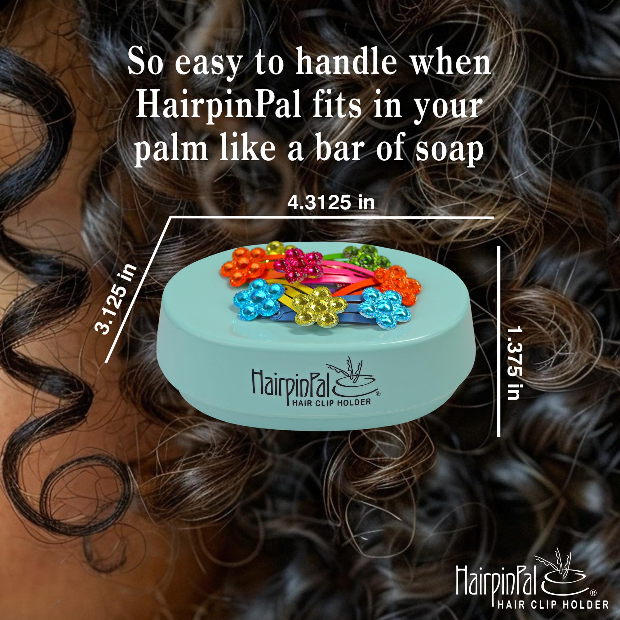 HairpinPal Magnetic Bobby Pin Holder - Strong Magnetic Hair Clip Organizer for Bobby Pins & Hair Accessories - Keeps Bathroom & Vanity Tidy - Made in USA (Sea Foam Teal) - Perfect for Home, Salon & Travel Use