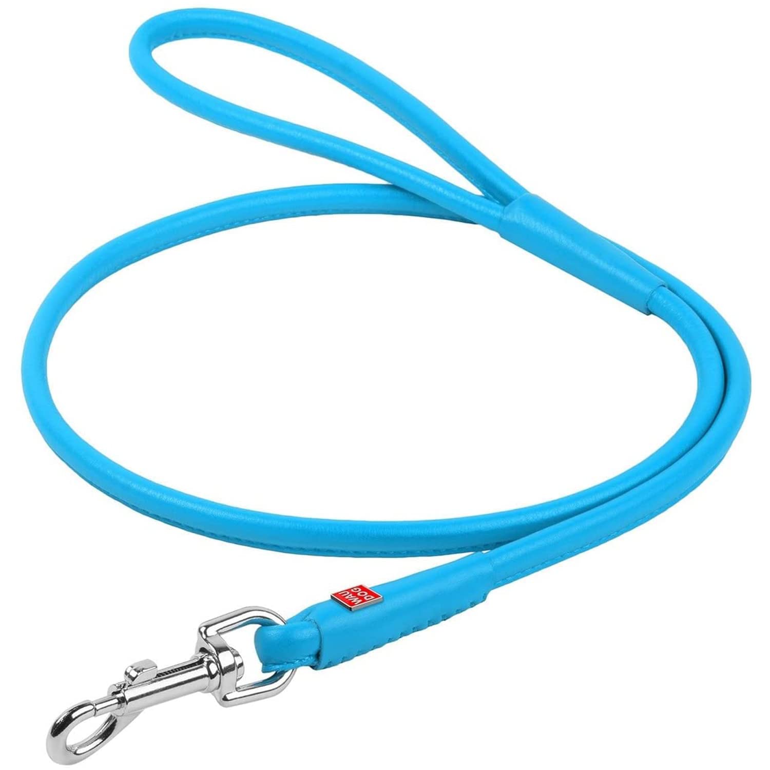 Premium 6Ft Rolled Leather Dog Leash - Heavy Duty 0.5in Leather Leash for Small, Medium & Large Dogs - Durable Training Leash for Walking, Running & Outdoor Activities - Strong Leash for Large Breed Dogs (Blue) - Perfect for Daily Walks, Park Visits & Obedience Training