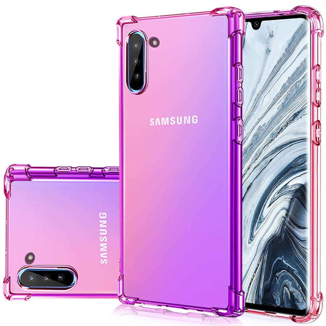 Samsung Galaxy Note 10 Case - Cute Gradient Slim Clear TPU Phone Cover | Shockproof & Anti-Scratch Protection for Note 10/Note 10 5G (Pink Purple) | Perfect for Everyday Use, Work & Travel