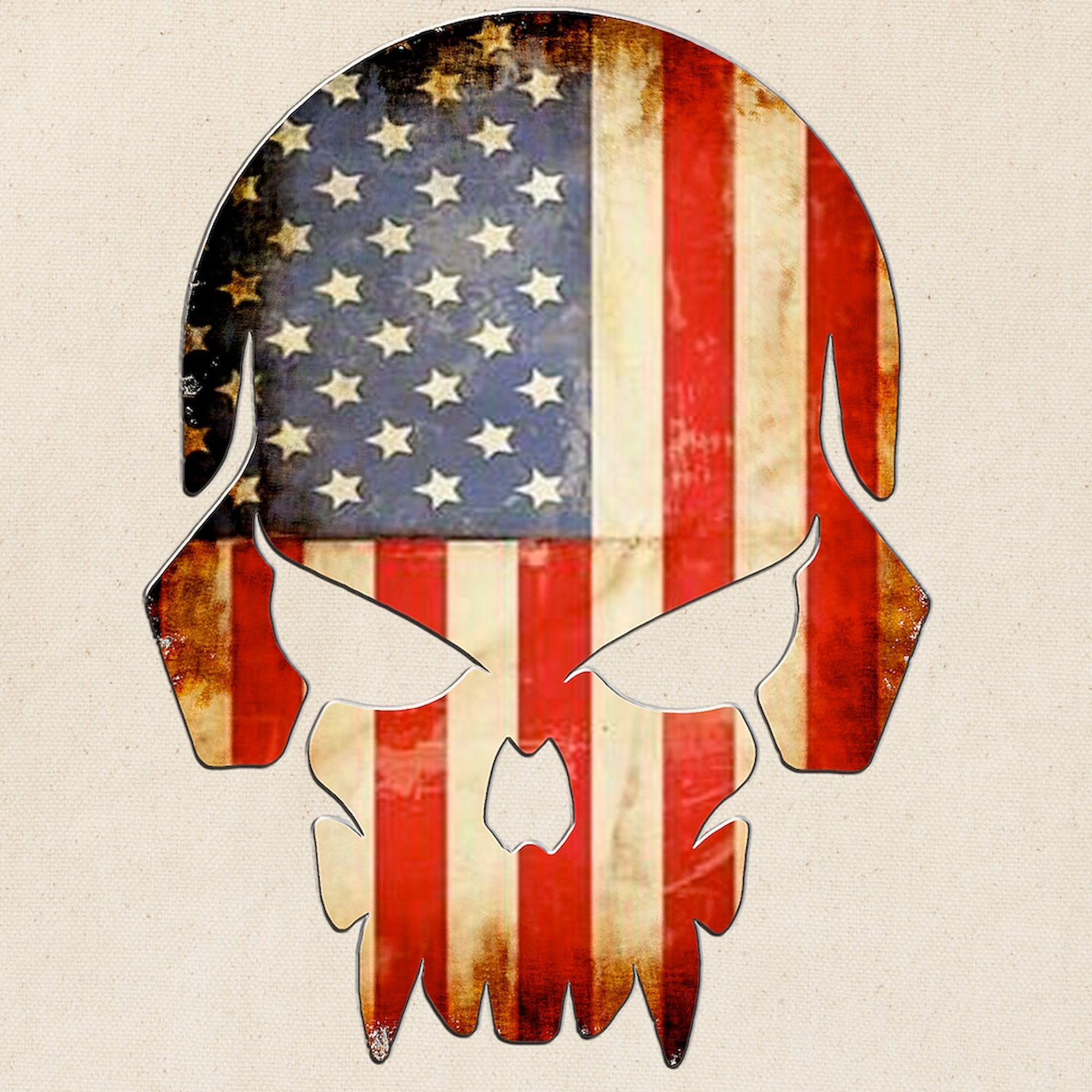 American Flag Skull Tote Bag - Natural Canvas Reusable Shopping Bag for Groceries, Beach & Daily Use | Patriotic Graphic Design