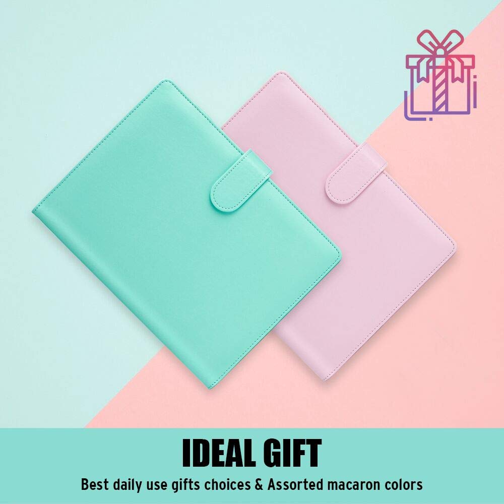Sooez A5 6-Ring Refillable Leather Binder - Small Planner Cover for Budget, Journal, Recipe Book & Photocard Holder | Aesthetic Loose Leaf Notebook Organizer with Magnetic Buckle (Pink) | Perfect for Office, School & Travel Organization