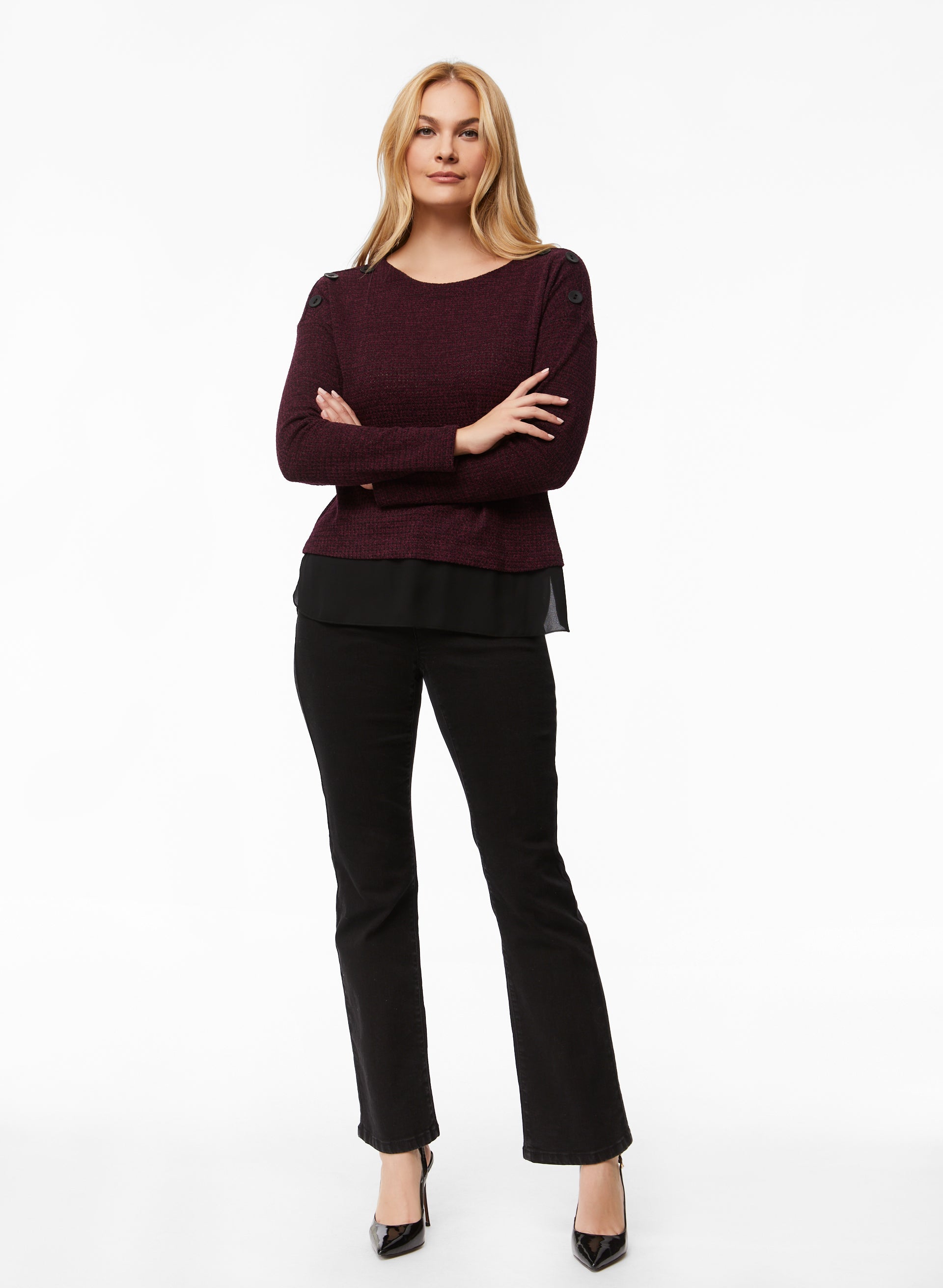 Stylish Button Detail Fooler Sweater for Women | Cozy Knit Pullover | Perfect for Casual Outfits & Fall Layering