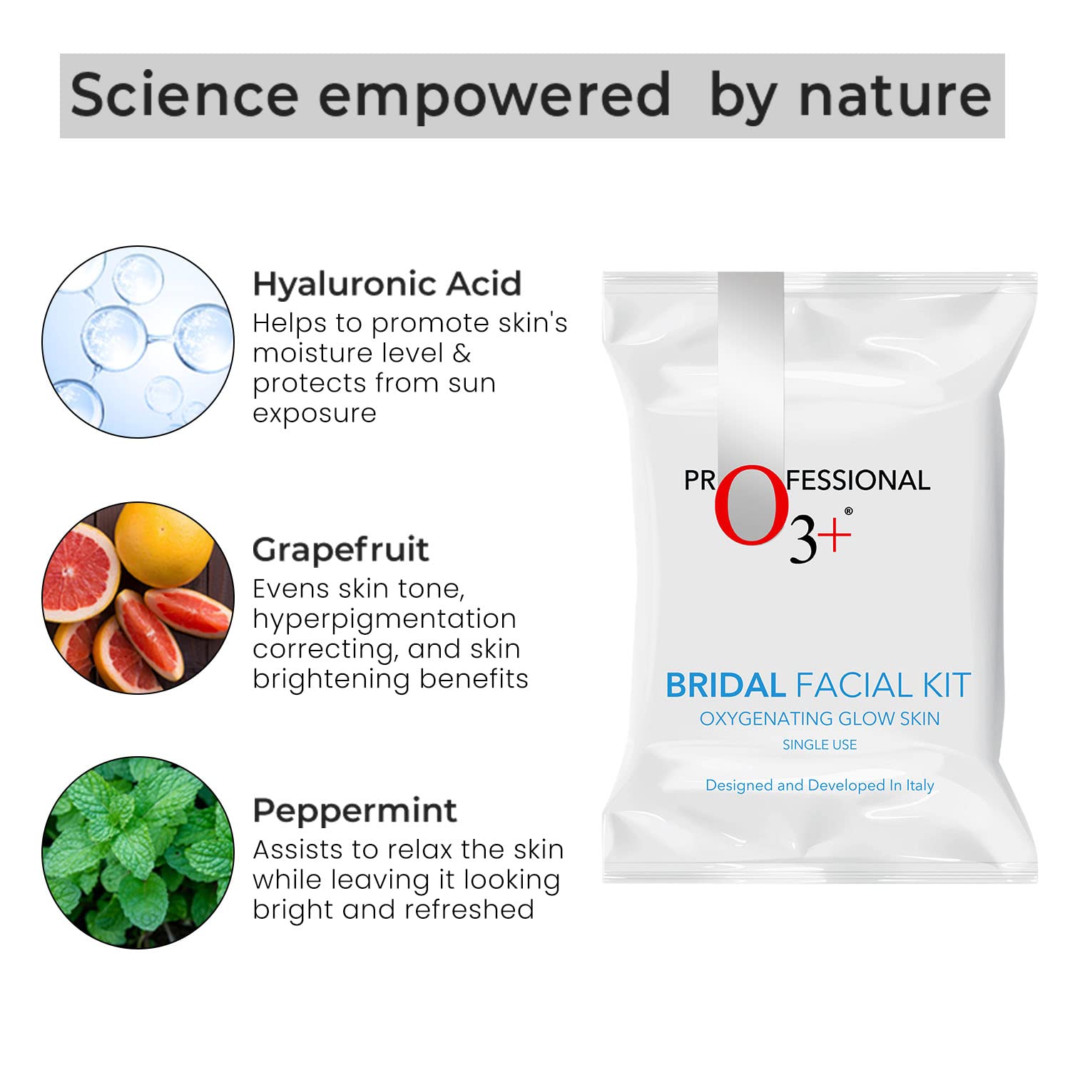 O3+ Bridal Facial Oxygenating Glow Skin Kit - Deep Cleansing & Brightening Treatment with Hyaluronic Acid for Oily & Acne-Prone Skin (42g+50ml) | Pre-Wedding Skincare, Special Occasion Glow, Spa Day Essential