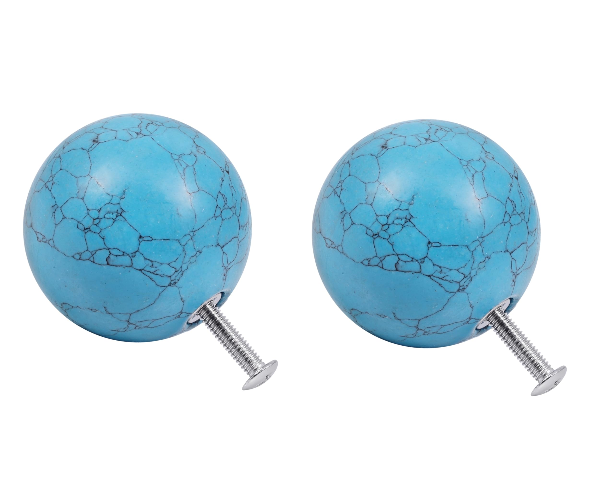 Rockcloud 2 Pack Crystal Stone Round Cabinet Knobs with Screws - Blue Howlite Turquoise Drawer Pulls for Wardrobe, Closet, Dresser | Elegant Home Decoration Hardware for Bedroom & Bathroom Furniture