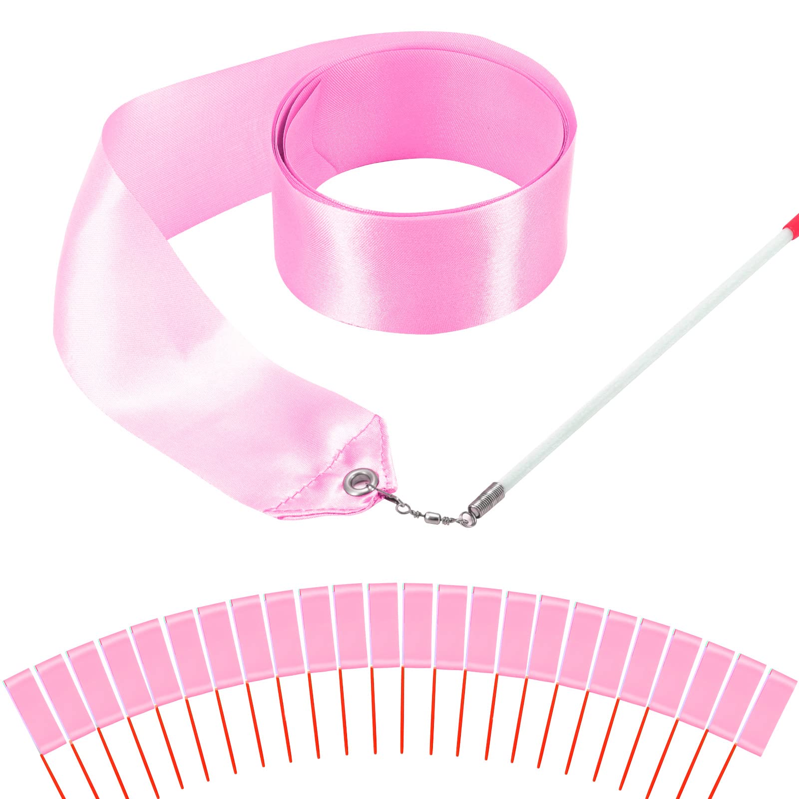 12PCS Light Pink Dance Ribbons - Kids Ballet Ribbon Wands for Gymnastics, Princess Birthday Party Favors & Ballerina Decorations | Perfect for Dance Performances, Birthday Celebrations & Themed Events