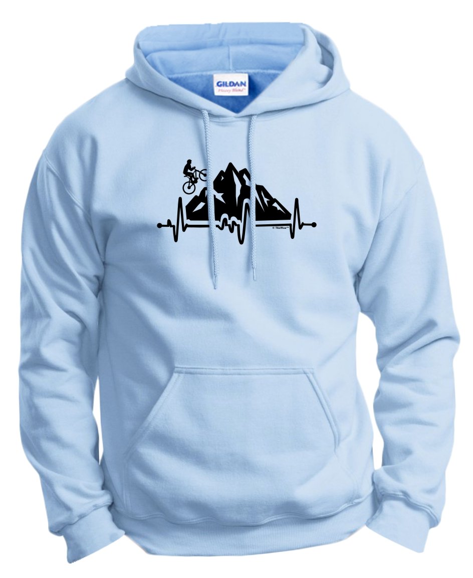 Cycling Gifts for Men & Women - Heartbeat Mountain Biking Hoodie Sweatshirt - Perfect for Cyclists, Bikers & Outdoor Enthusiasts - Great for Riding, Training & Casual Wear