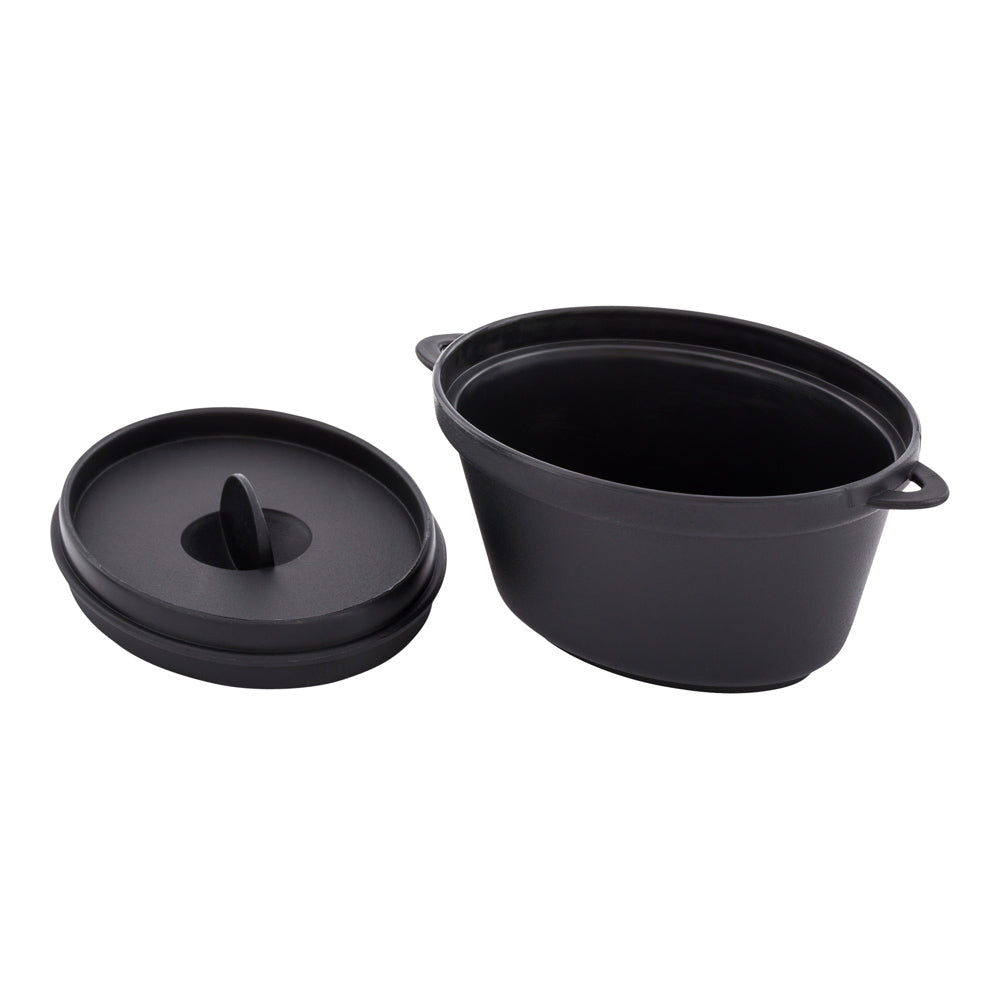 100 Pack 3 oz Oval Black Plastic Mini Kettle Dishes & 100 Silver Plastic Mini Spoons - Perfect for Party Favors, Catering, and Dessert Serving