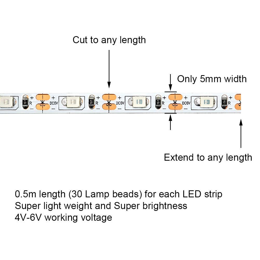 Blue LED Light Strips & Controller Switch Kit for RC Cars, Trucks, Airplanes - Compatible with Traxxas Slash, Rustler, TRX4, Axial, Tamiya, HSP - Perfect for Night Racing & Off-Road Crawling
