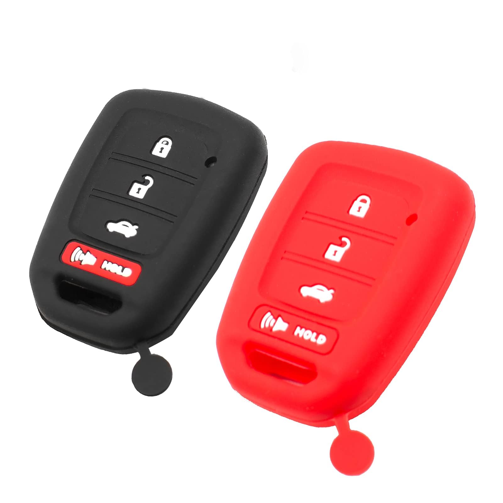 Premium Silicone Key Fob Cover for Honda Accord, Civic, Crosstour, CR-V, HR-V, Fit - Durable Remote Key Protector Case (Black & Red) | Perfect Car Accessory for Key Protection & Style | Not Compatible with Smart Key Fobs | Ideal for Everyday Use, Travel & Vehicle Security