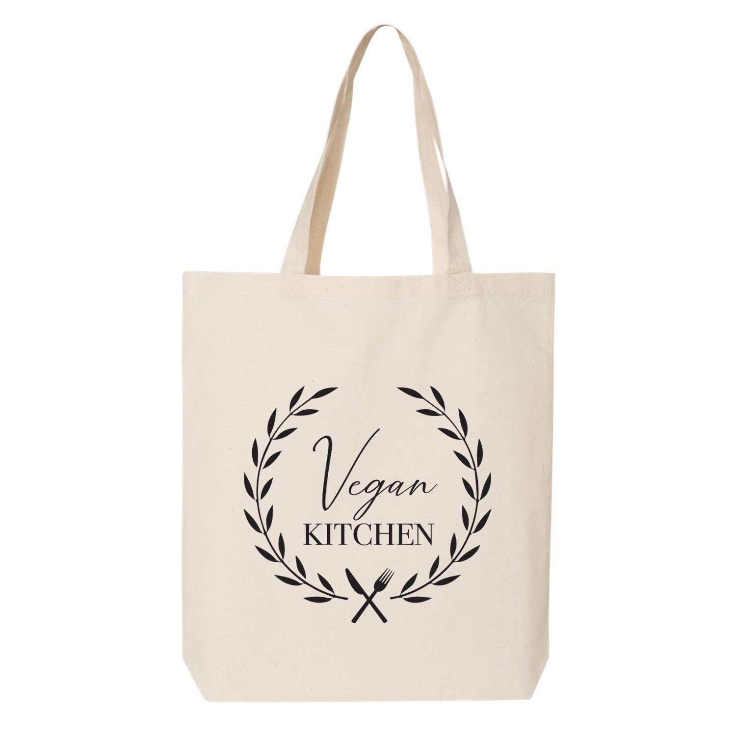 Eco-Friendly Vegan Kitchen Canvas Tote Bag - Reusable Grocery Shopping Bag for Farmers Market, Beach & Daily Use - Perfect Gift for Eco-Conscious Shoppers