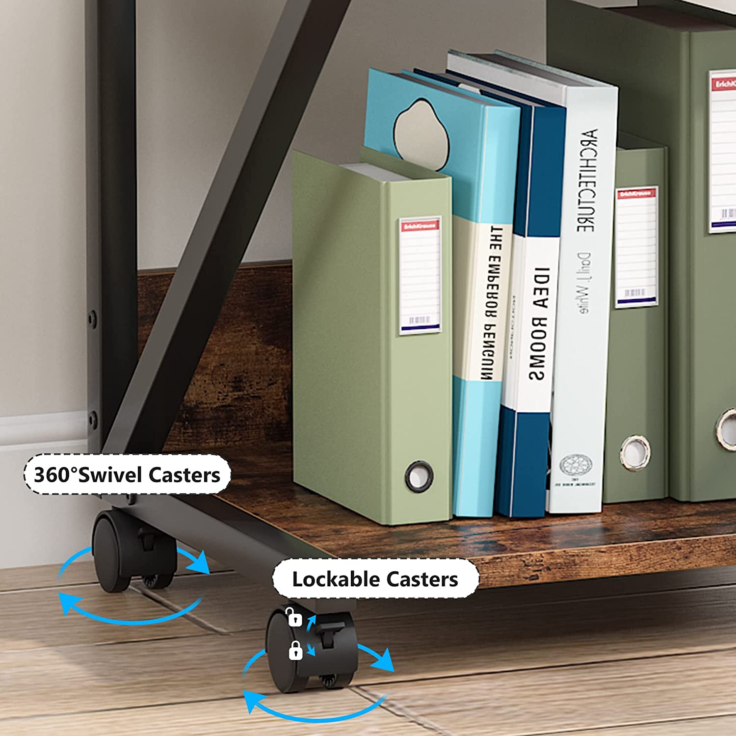 3 Tier Rolling Printer Stand Cart with Wheels - Under Desk Storage Shelf Organizer for Home Office, School, and Workspace