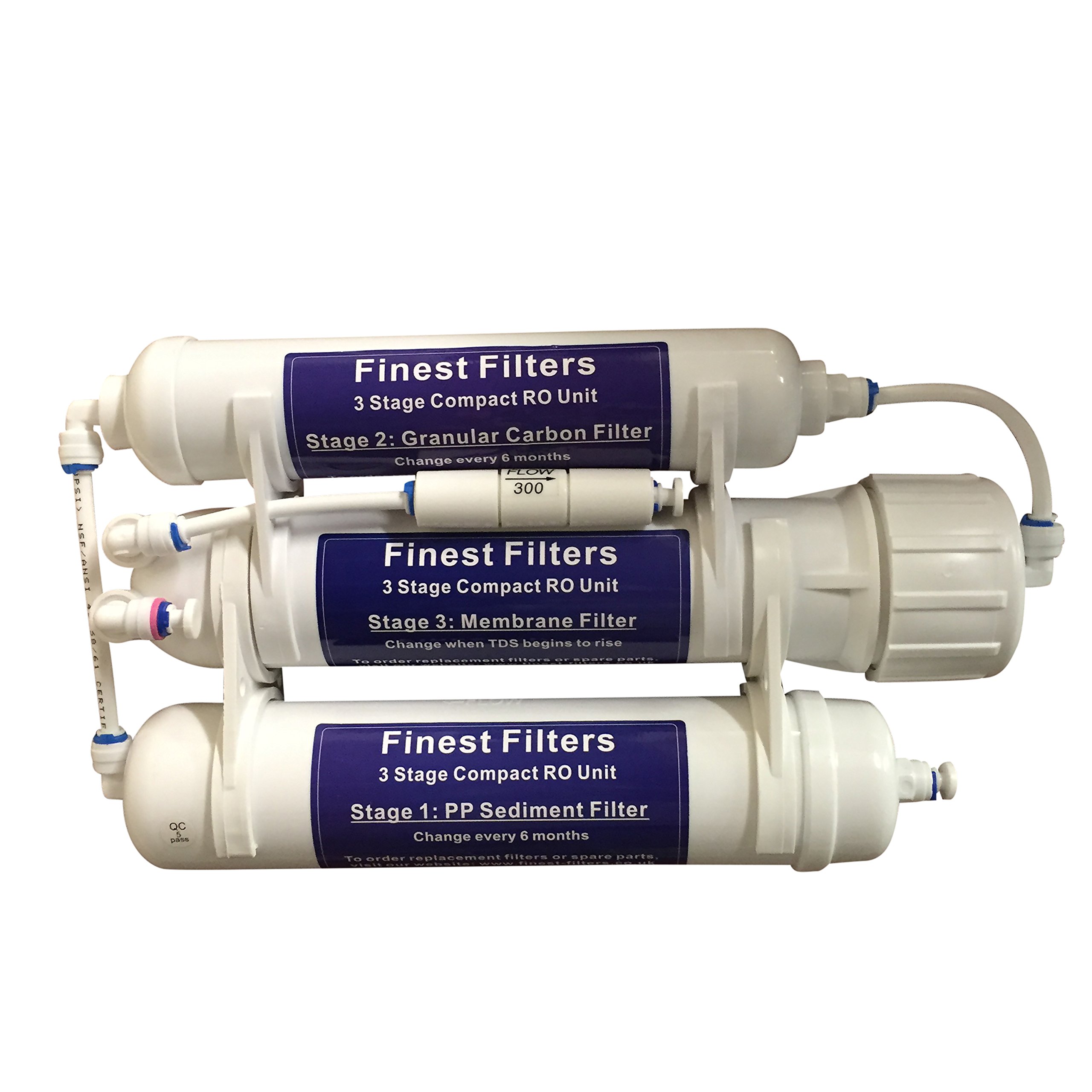 75 GPD 3-Stage Compact Reverse Osmosis Water Filtration System with Faucet & Installation Kit - Under Sink RO Unit for Clean Drinking Water at Home