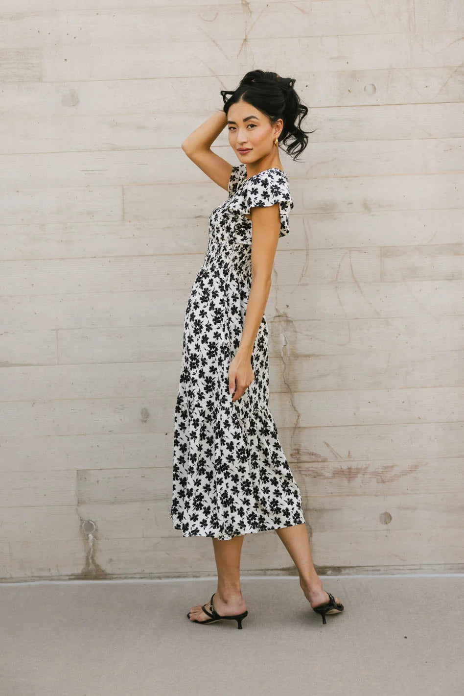 Ingrid Smocked Midi Dress - Floral Summer Dress for Women, Elegant Ruffled Sleeve Party Dress | Perfect for Weddings, Garden Parties & Date Nights