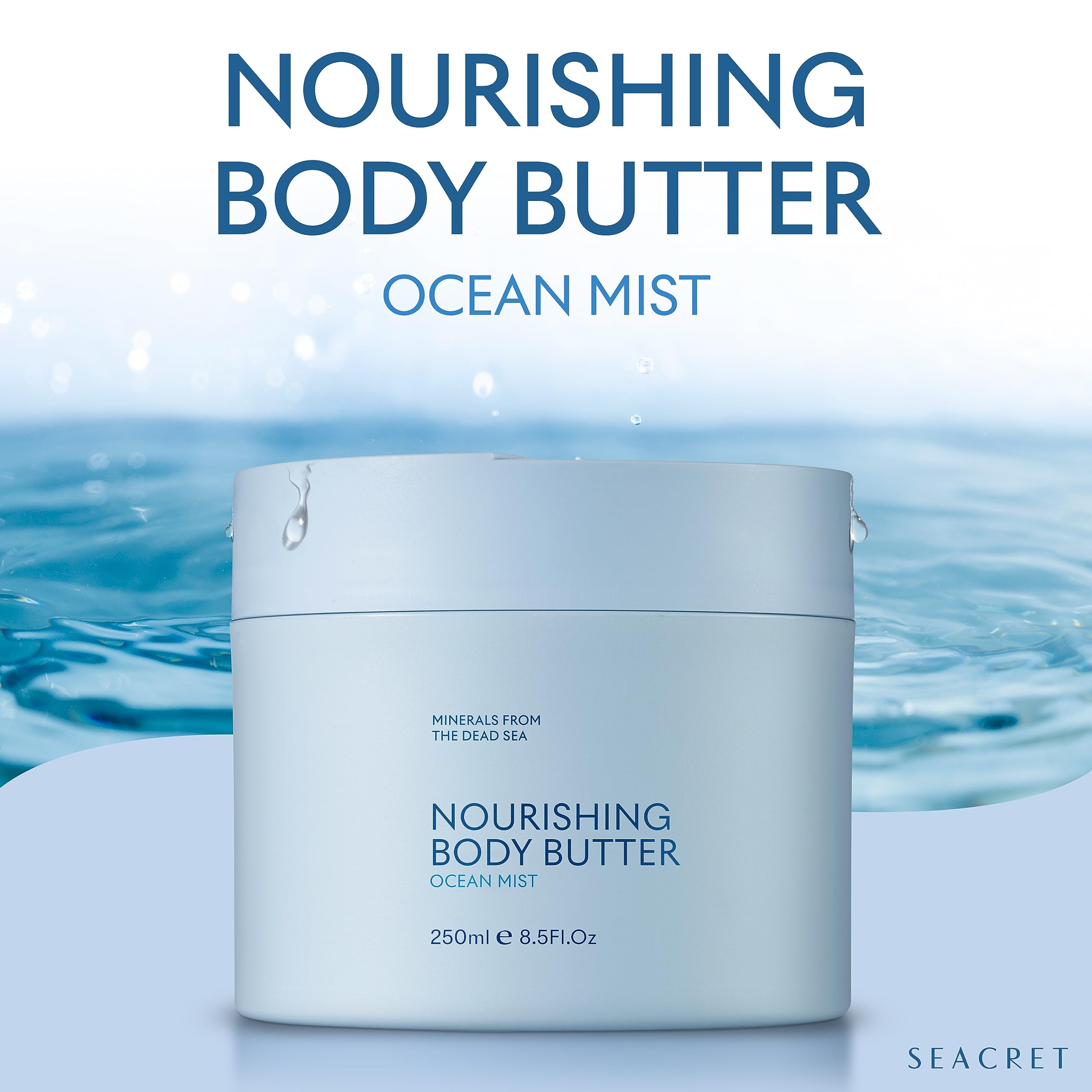 SEACRET Body Butter - Ultra Hydrating Moisturizer with Shea Butter, Cocoa Butter, Vitamins E & C | Dead Sea Minerals | 8.5 Fl Oz | Perfect for Dry Skin Care & After Shower Hydration