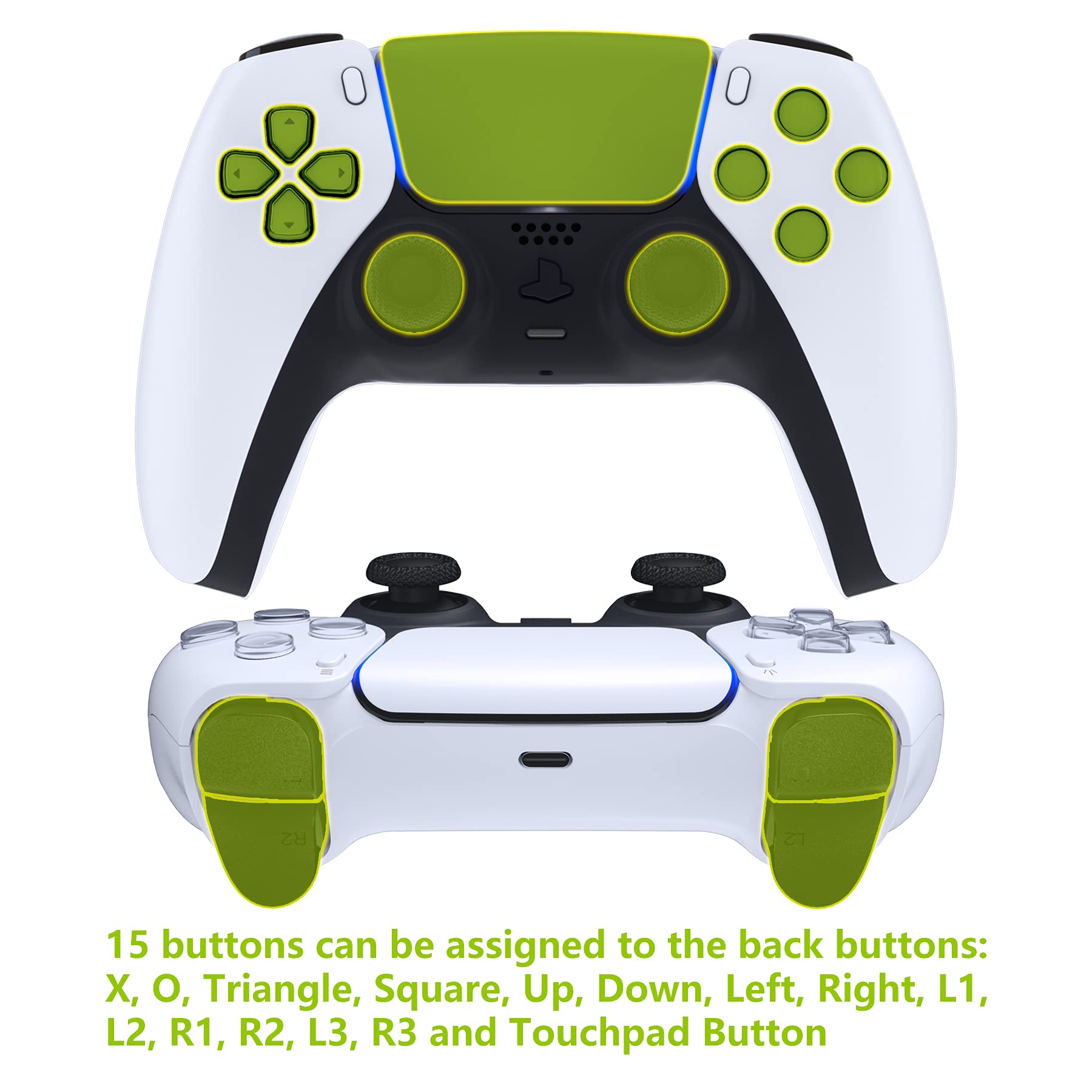 eXtremeRate Programmable RISE4 Remap Kit for PS5 Controller BDM-010/020 - Remapping Board, Textured Grip Case, Back Plate & Paddles (Green) | Enhance Gaming Performance for FPS, RPG & Competitive Play
