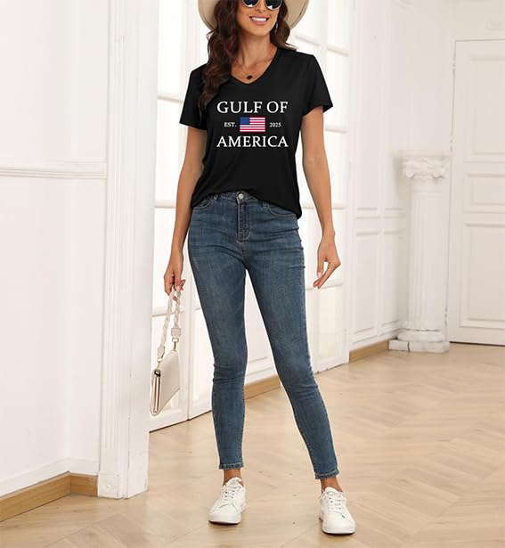 Gulf of America 2025 T-Shirt - Vintage Style V-Neck Cotton Tee for Men & Women | Casual Wear, Beach Outfit, Patriotic Gift