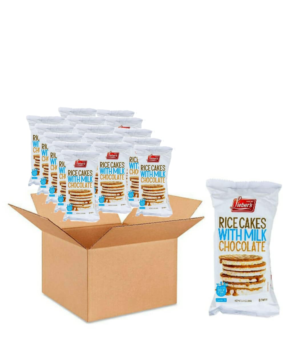 Organic Rice Cakes with Milk Chocolate - Dairy Free, Gluten Free, Kosher Certified, Low Calorie Healthy Snacks - 3.1 oz (Pack of 16) - Perfect for School Lunches, Office Snacks & On-the-Go Energy Boost