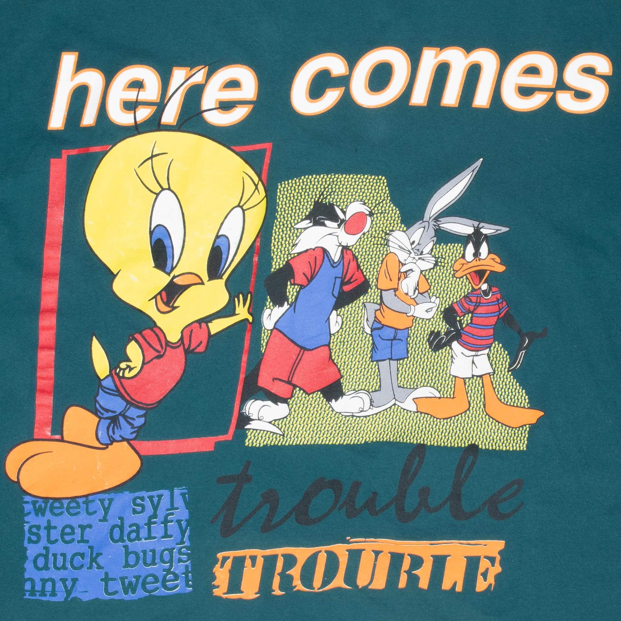 Vintage Looney Tunes Bugs Bunny Sylvester Daffy Duck 1998 Retro Graphic T-Shirt 3XL - Casual Wear, Gift for Cartoon Fans, 90s Nostalgia Collection