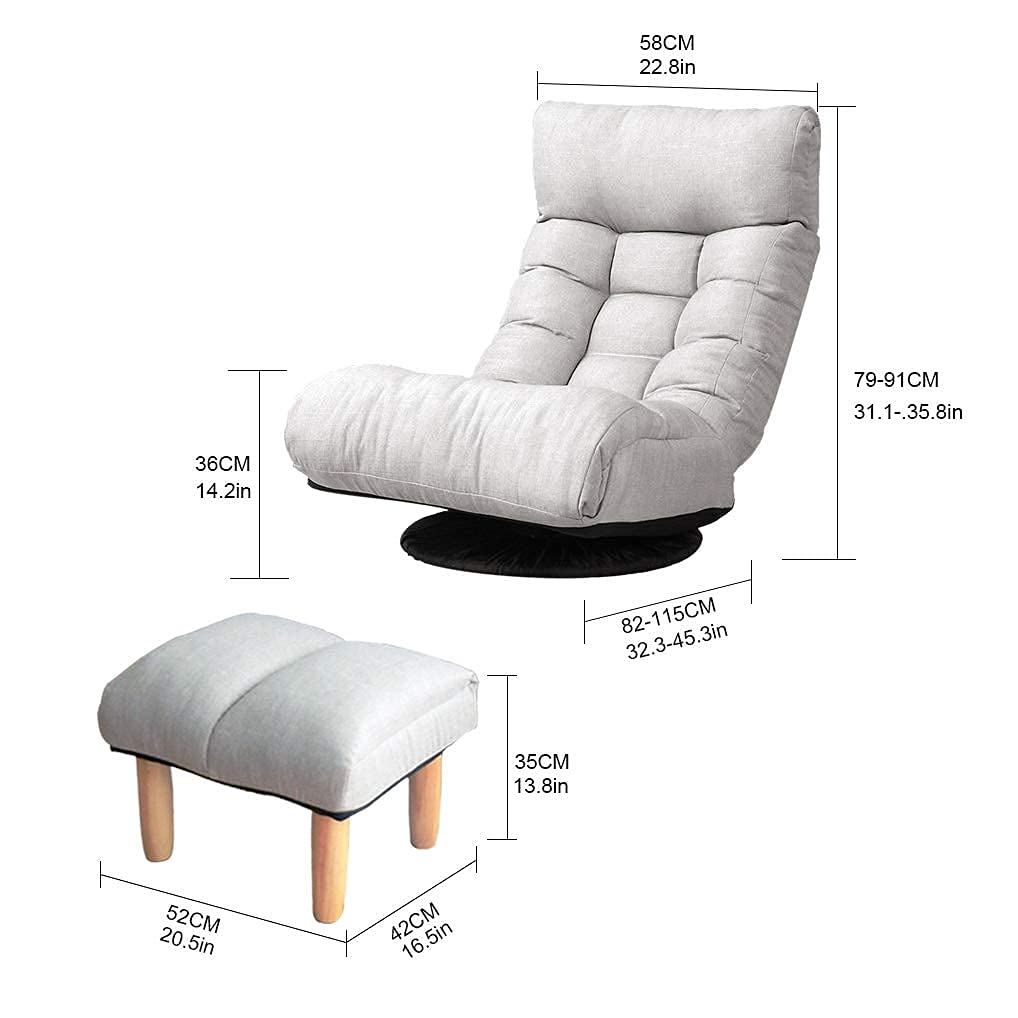 360° Swivel Floor Gaming Chair for Adults & Kids - Adjustable Backrest, Ottoman Included - Ergonomic Floor Sofa for Living Room, Bedroom, Gaming & Relaxation - Perfect for Video Games, TV Watching & Lounging