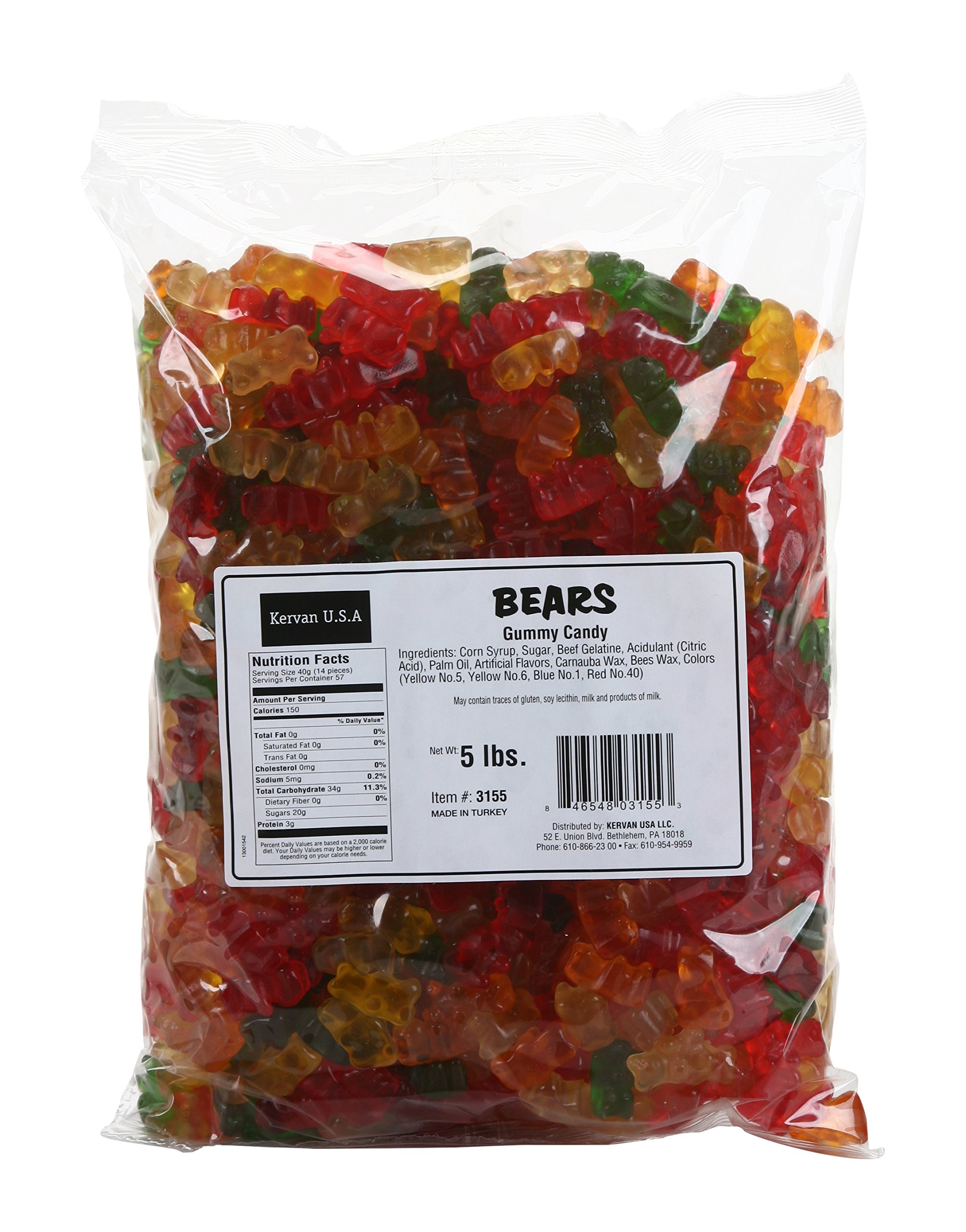 Kervan Candy Bebeto Gummy Bears - 5lb Bulk Bag of Fruity, Soft & Sweet Classic Bear Gummies | Perfect for Kids Snacks, Birthday Parties, Halloween Treats & Office Candy Bowls | Non-Melting Party Favors & Gift Ideas